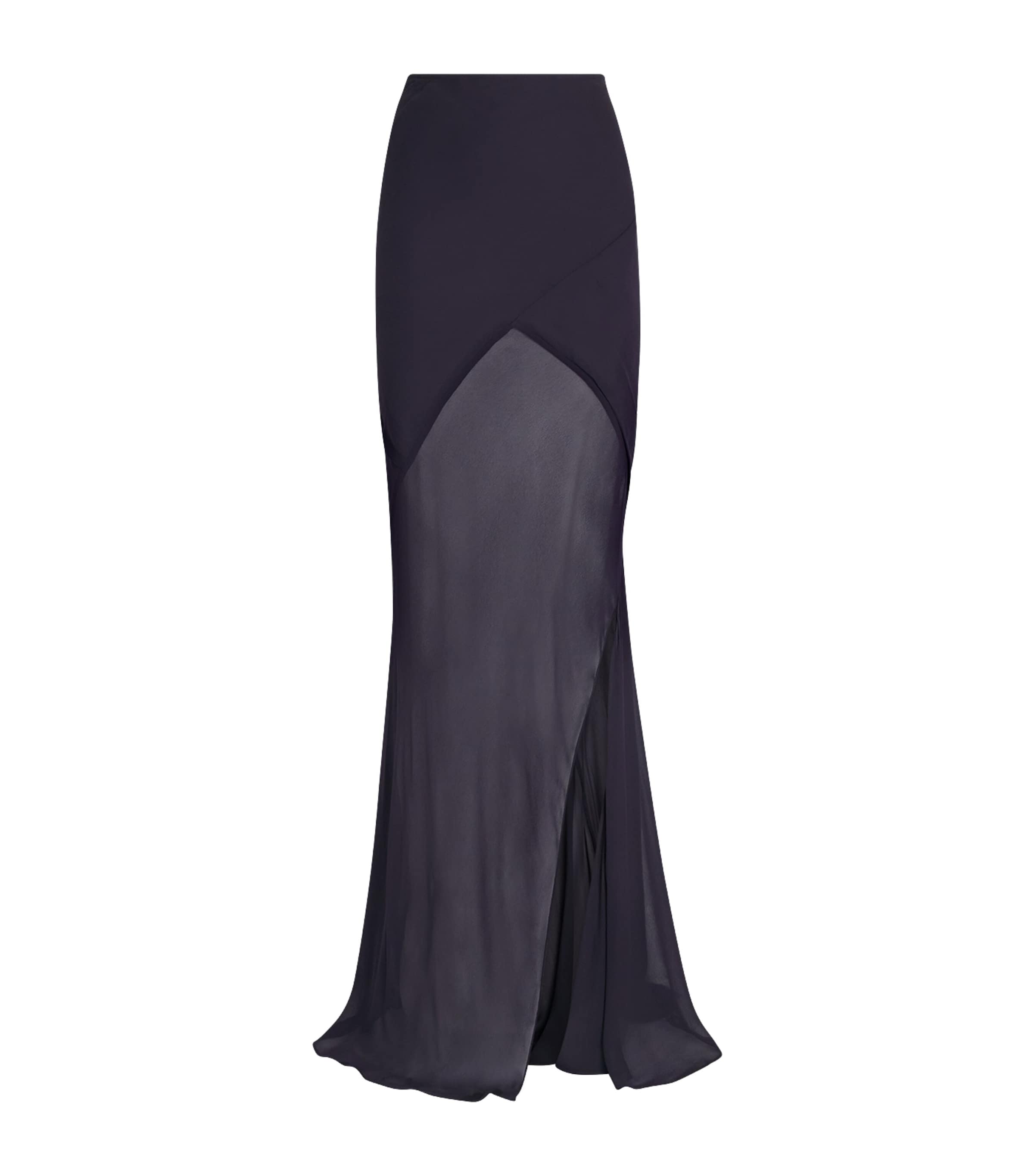 De La Vali Womens Asymmetric Oryx Maxi Skirt Midnight