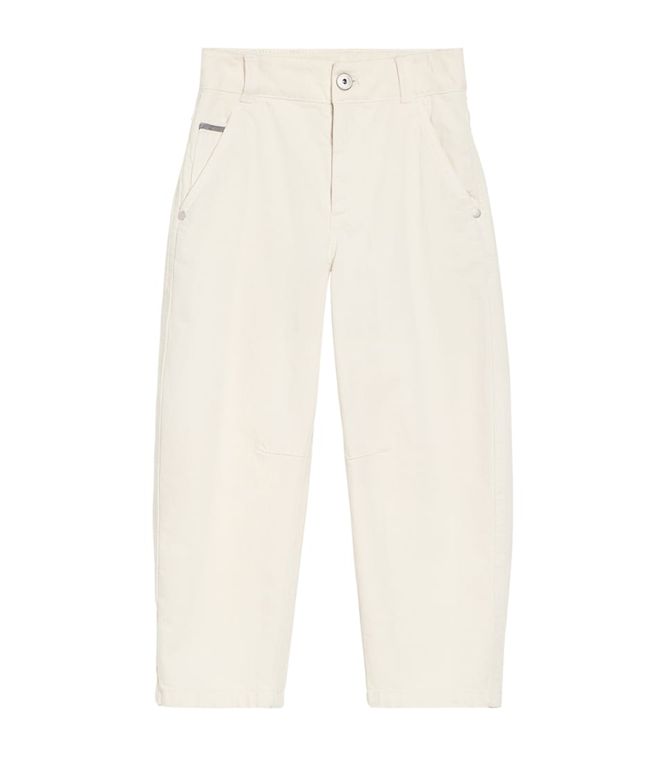 Brunello Cucinelli Kids Stretch-Cotton Barrel-Leg Trousers (12-12+ Years)