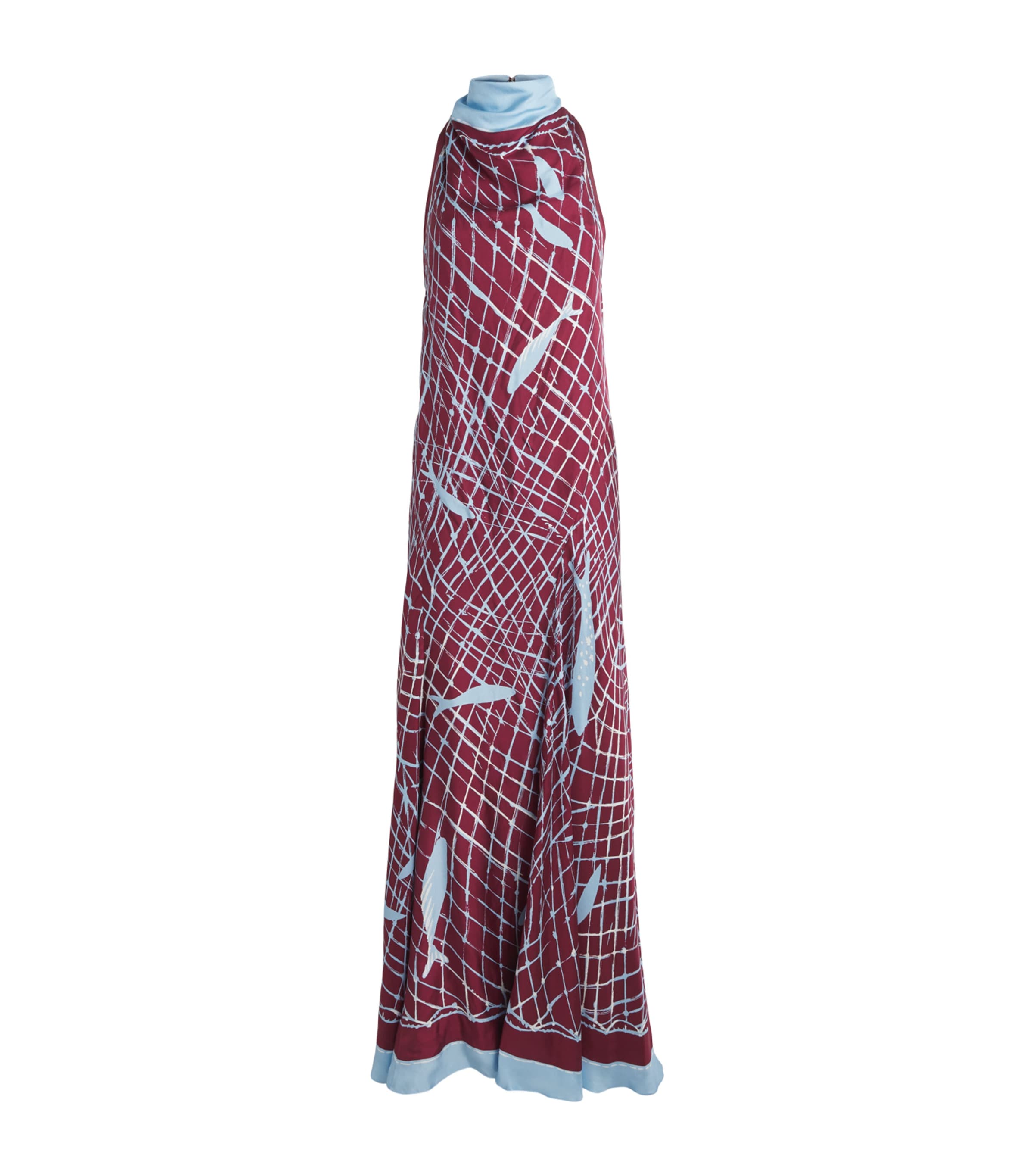 Altuzarra Silk Fishnet Print Moonlight Maxi Dress Fshnt