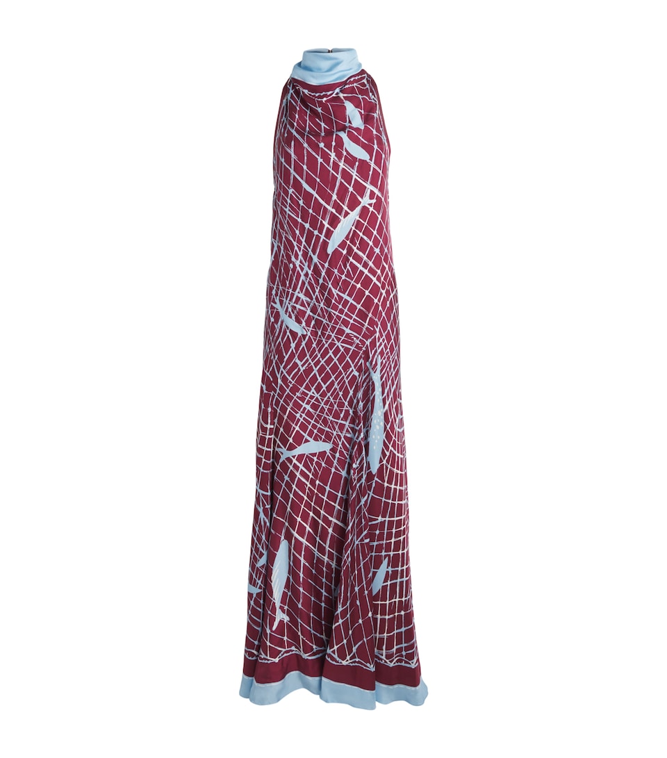 Altuzarra Silk Fishnet Print Moonlight Maxi Dress Fshnt