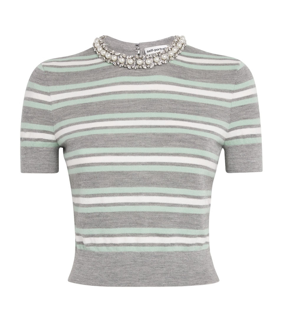 Crystal-Embellished Stripe T-Shirt