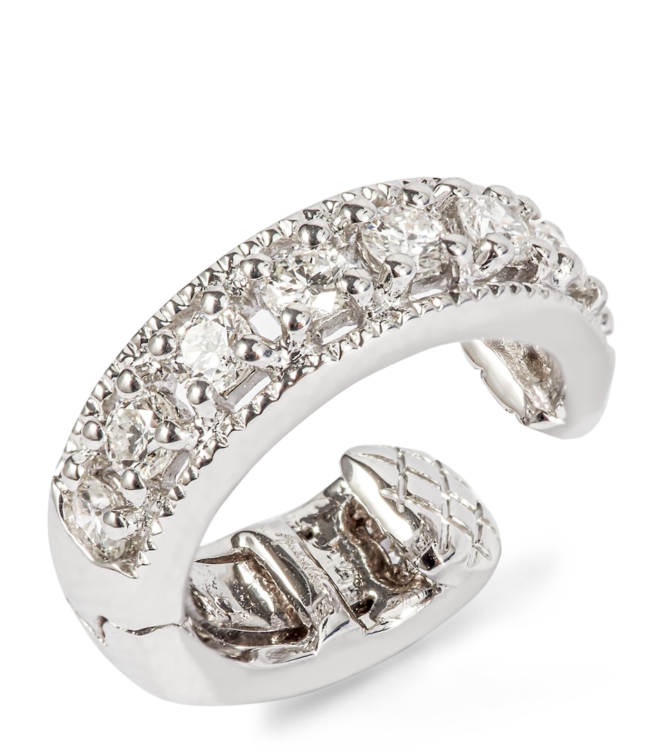 White Gold Dusty Diamonds Single Ear Cuff