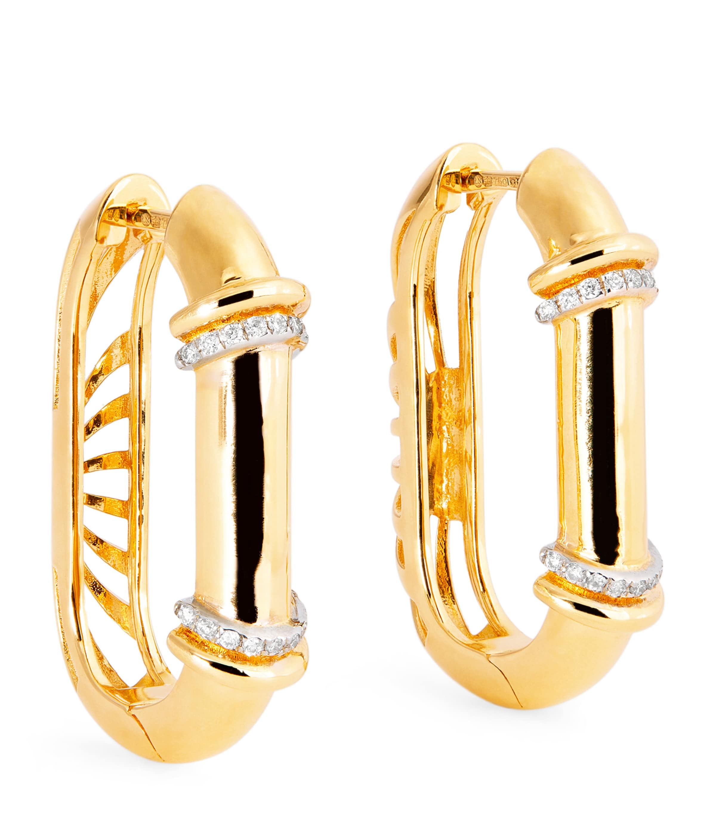 Yellow Gold and Diamond Lot No.93 Buoy Lock Earrings