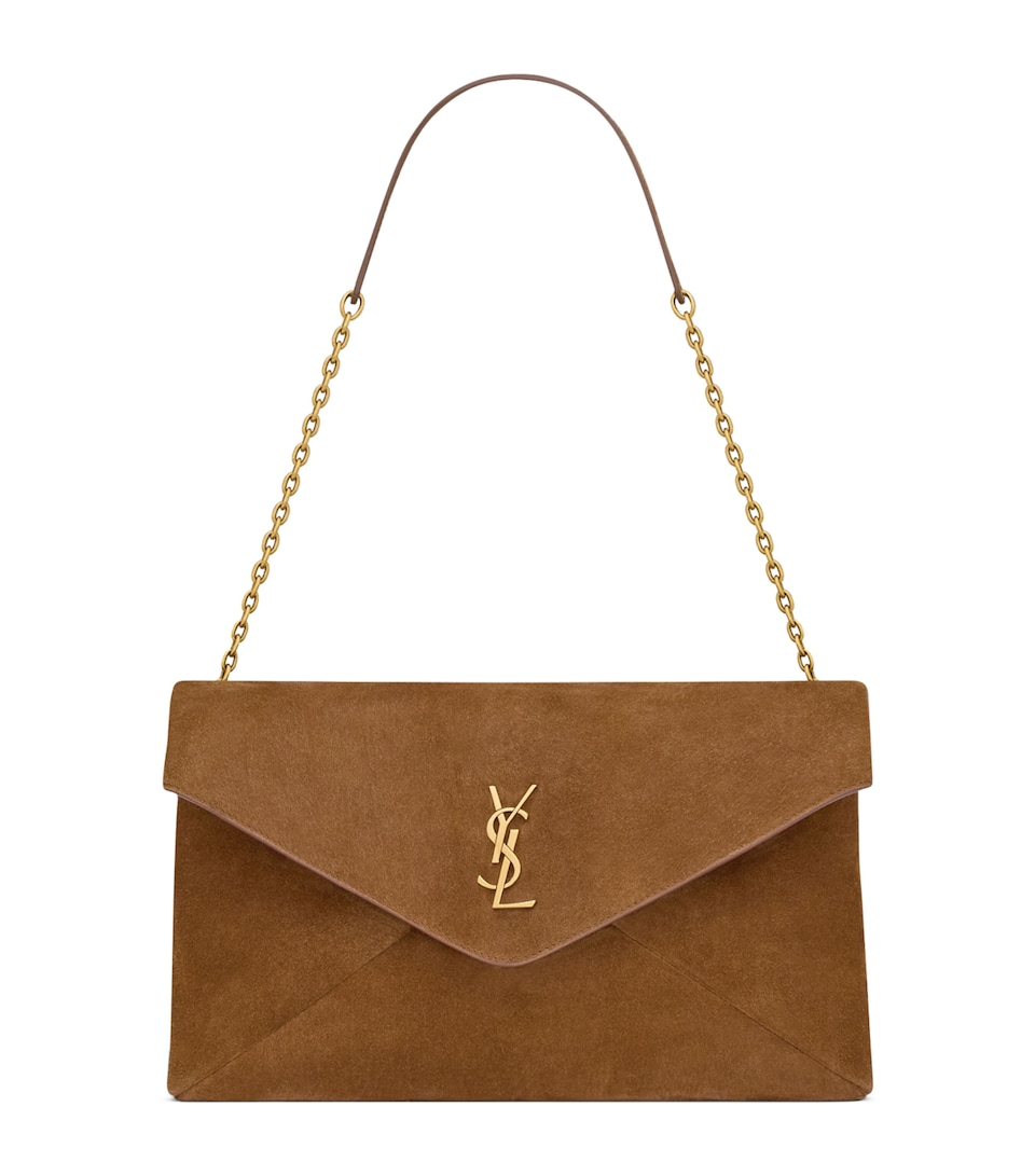 Saint Laurent Large Suede Cassandre Envelope Pouch