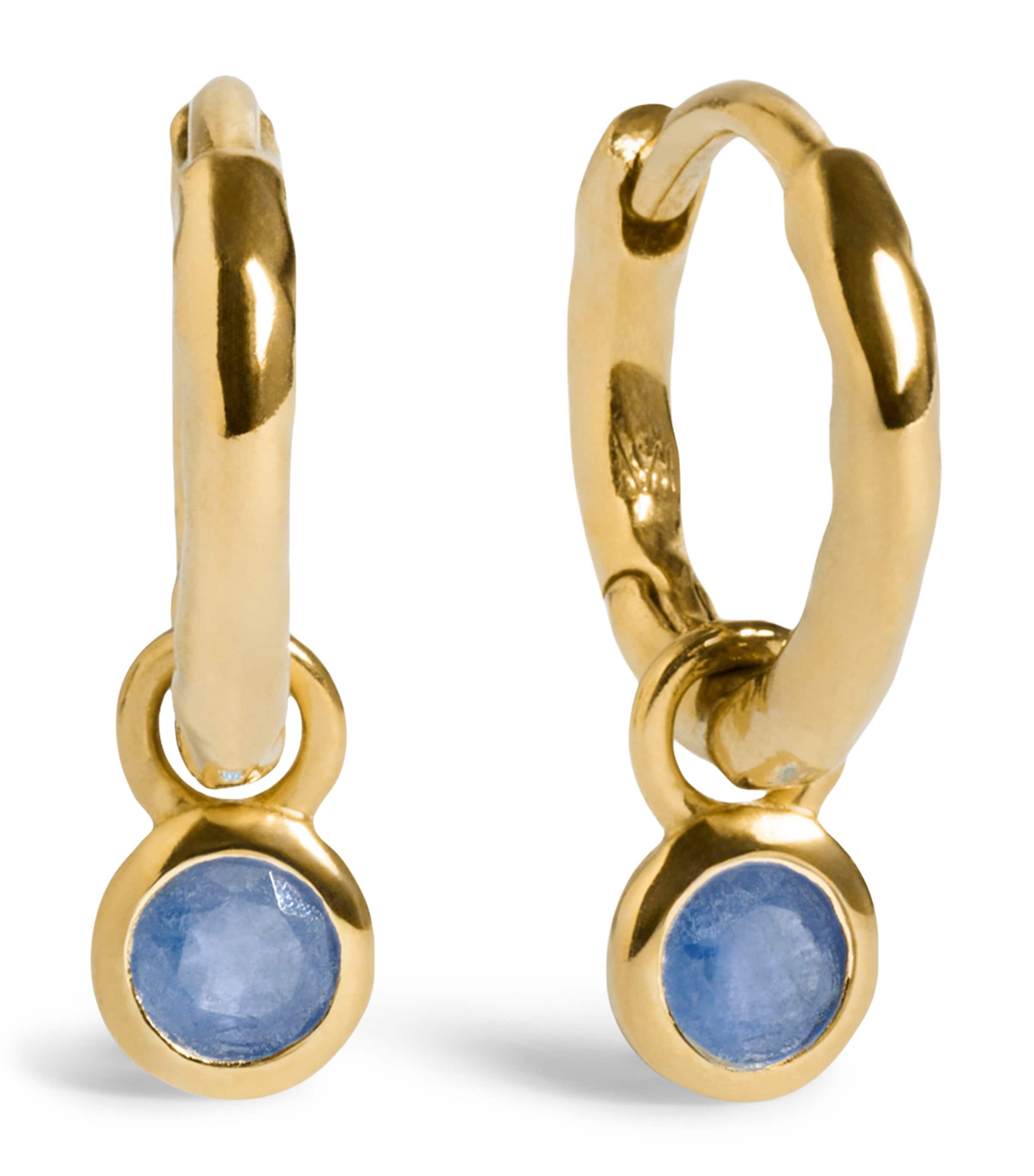 Monica Vinader Gold Vermeil and Sapphire September Birthstone Huggie Earrings Blue