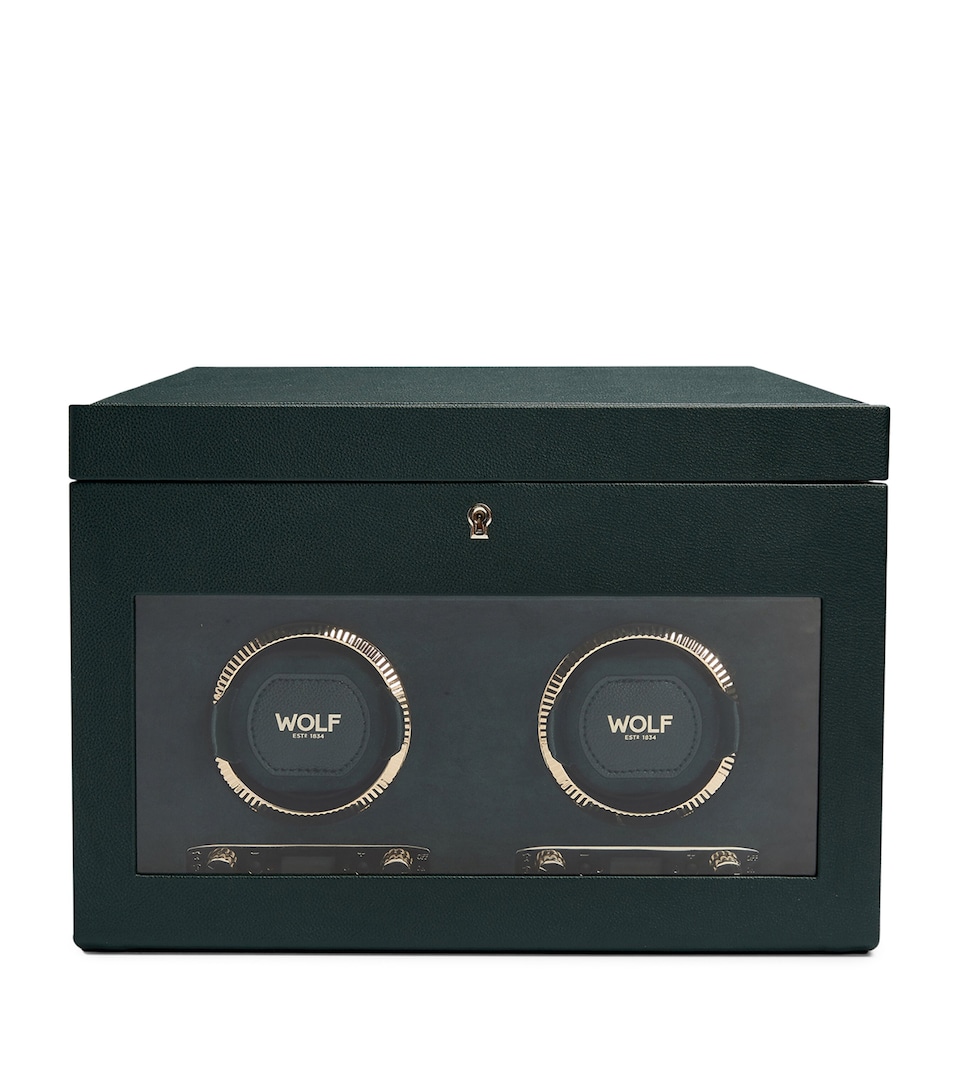 WOLF Vegan Leather Double Watch Winder Green