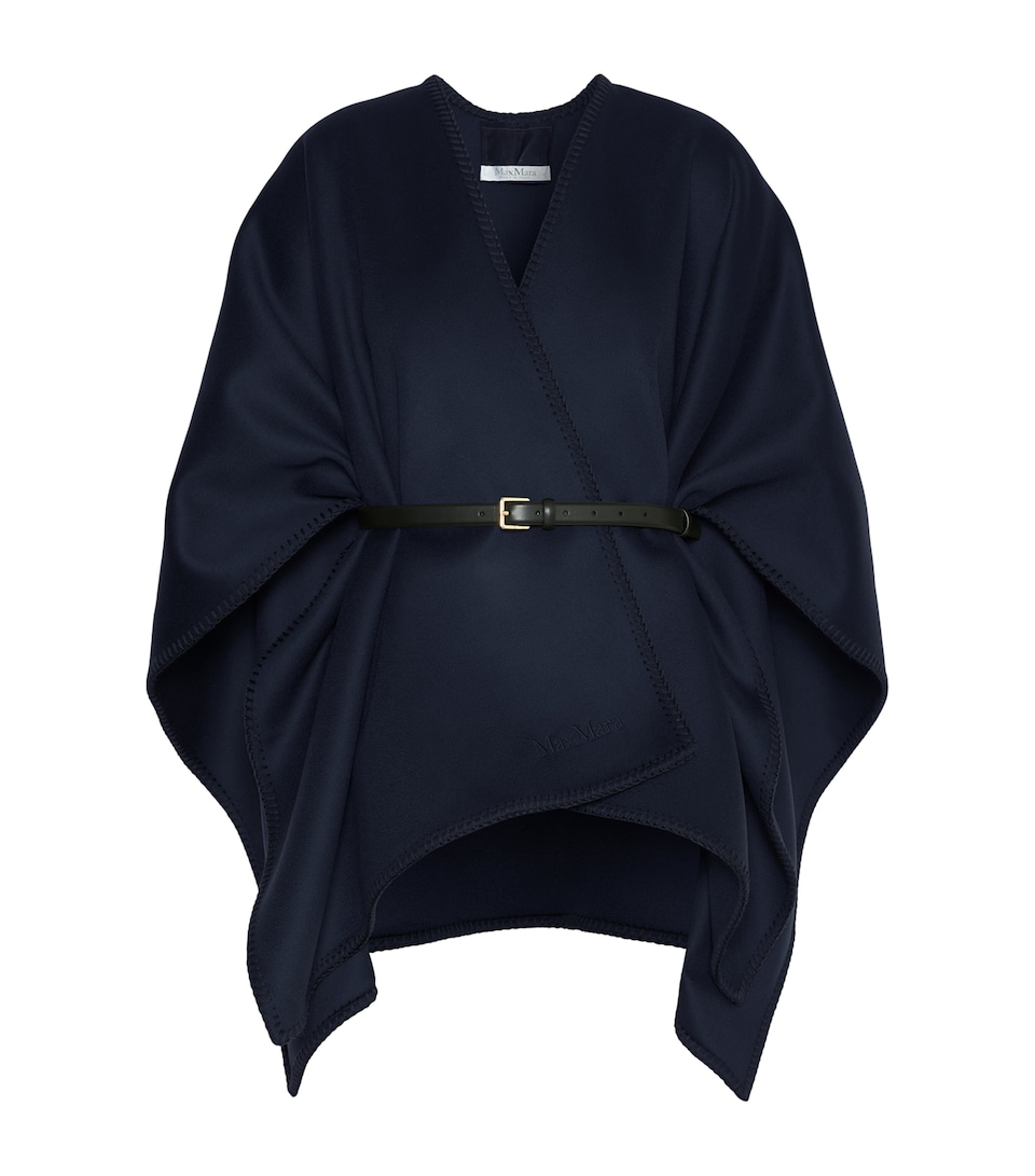 Max Mara Womens Virgin Wool Belted Blanket Coat Midnightblue
