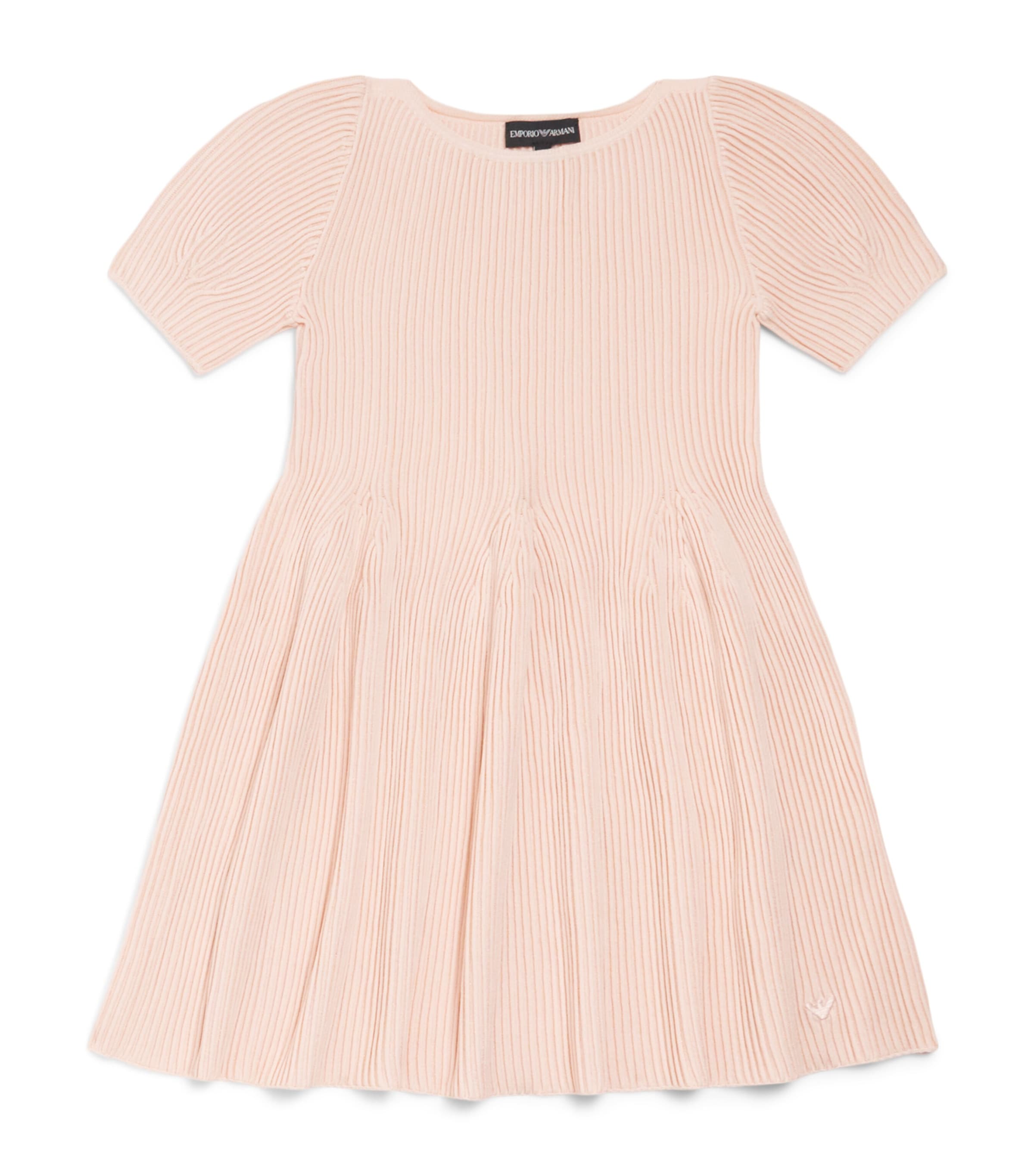 Emporio Armani Kids Technical Rib-Knit Dress (4-14 Years) Rose Dust