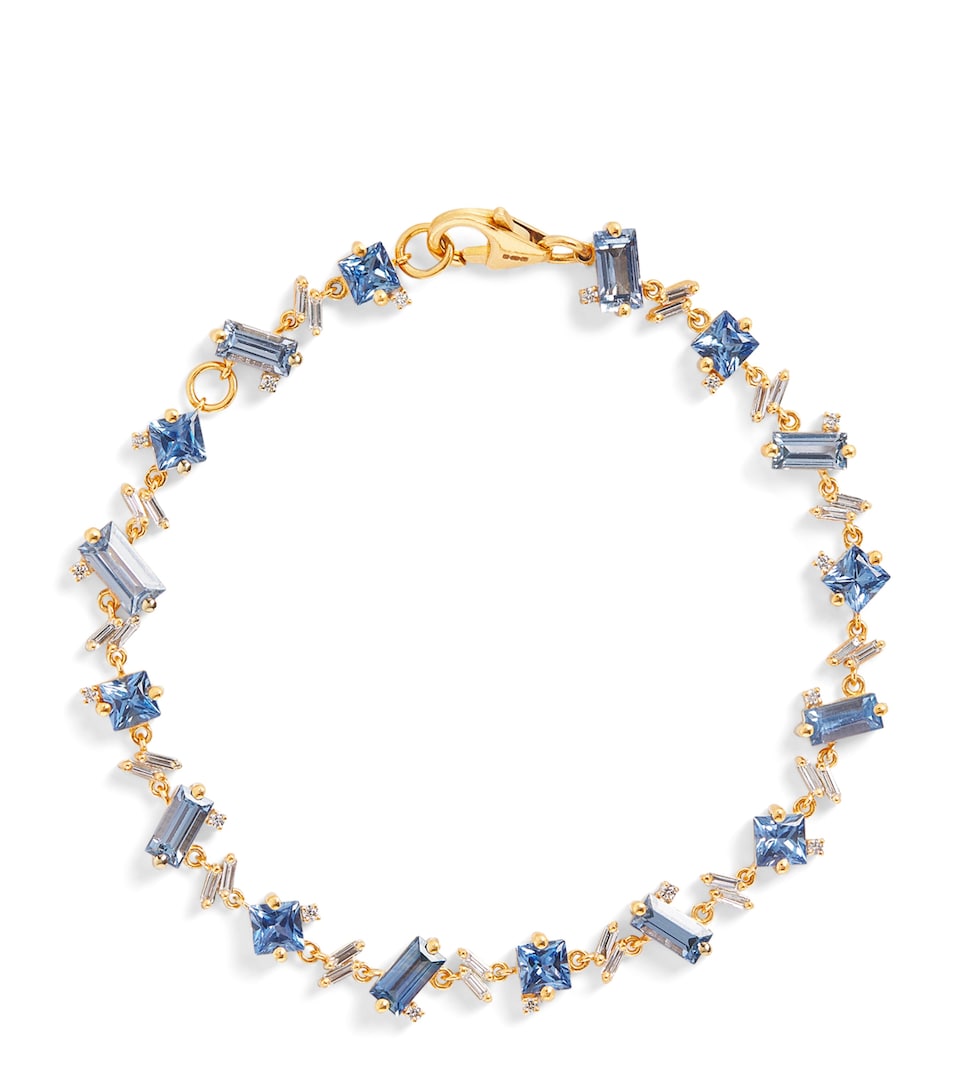 Yellow Gold, Diamond and Blue Sapphire One of a Kind Bracelet
