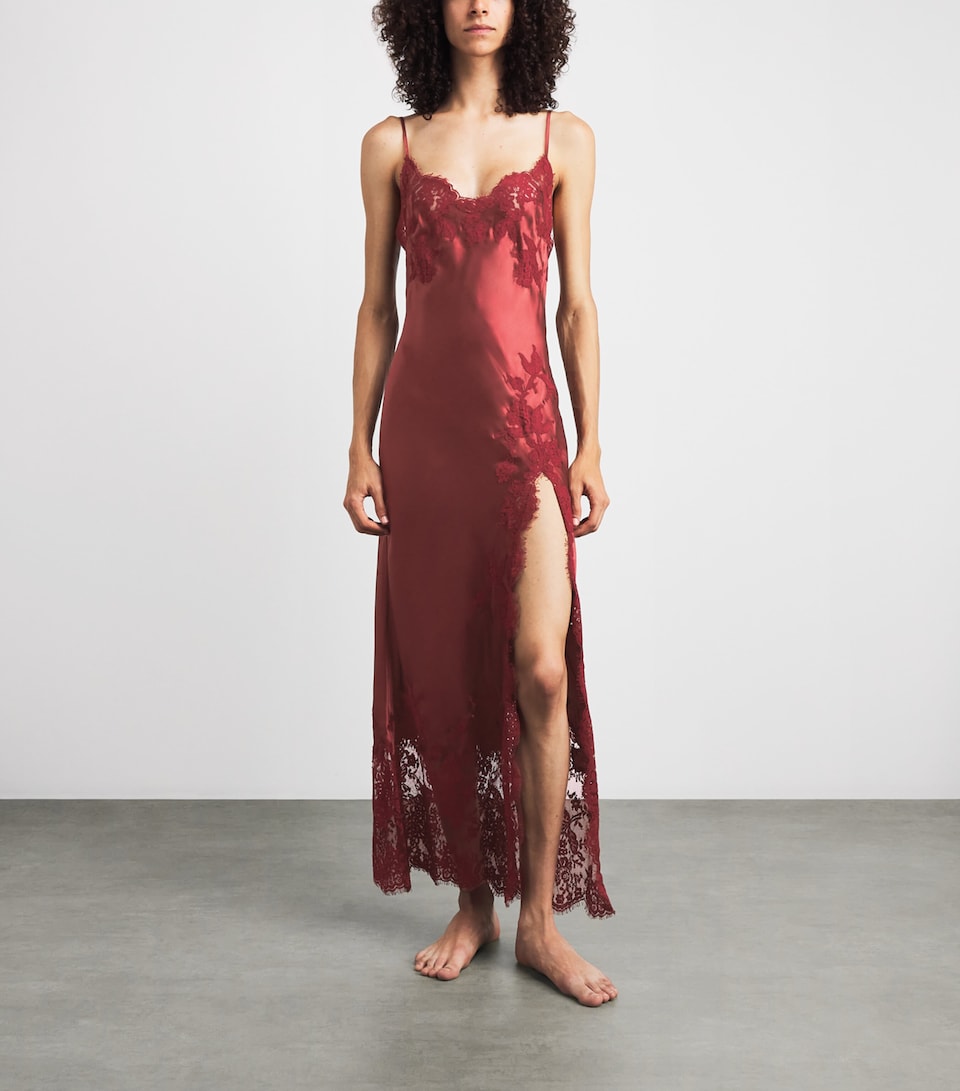 Marjolaine Womens Silk Floral Diane Long Dress Bourgogne