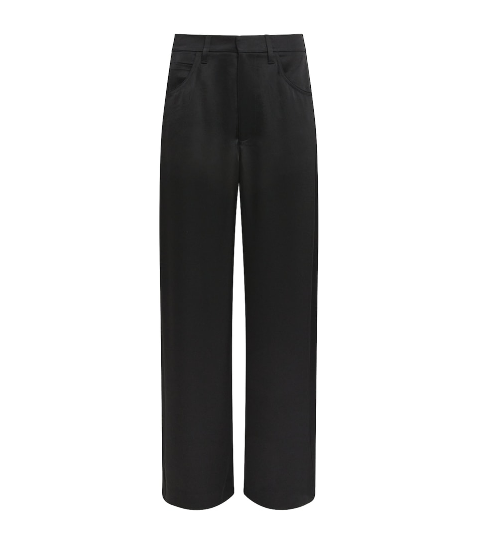 Citizens of Humanity Womens Satin Brynn Wide-Leg Trousers Blk Black