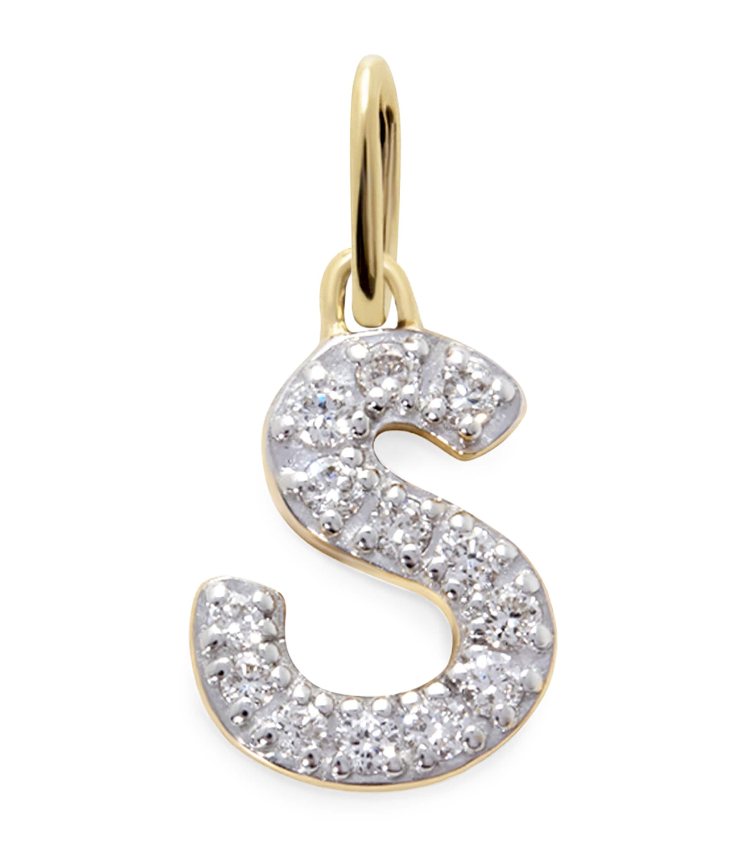 Monica Vinader Yellow Gold and Diamond S Initial Charm Gold/diamond