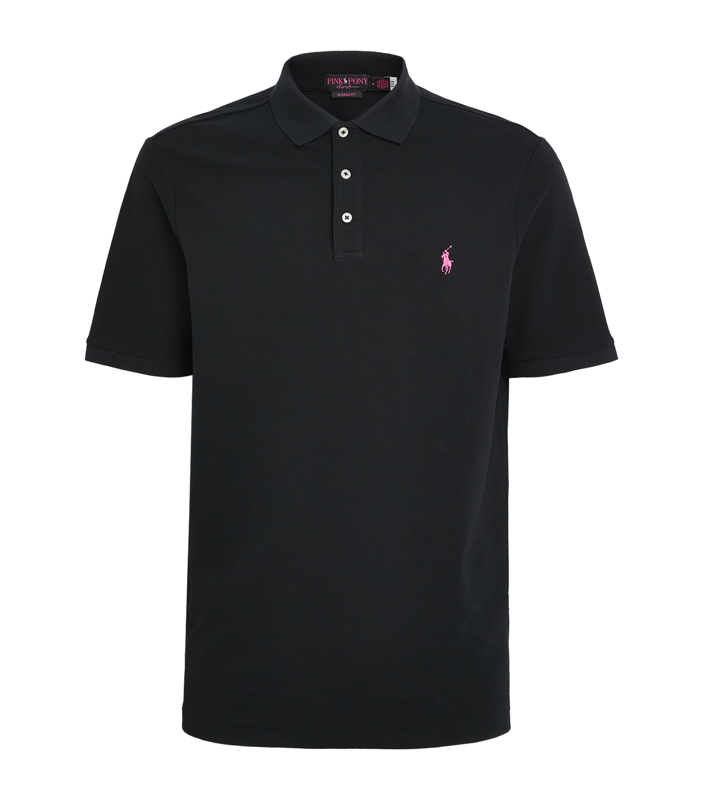 Polo Ralph Lauren Mens Stretch-Cotton Pink Pony Polo Shirt Polo Black