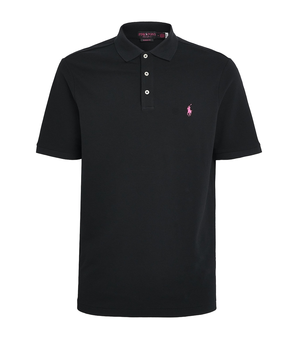 Polo Ralph Lauren Mens Stretch-Cotton Pink Pony Polo Shirt Polo Black