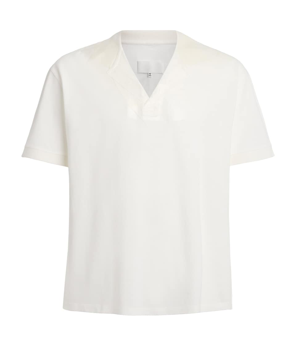 Maison Margiela Mens Cotton Open-Collar Polo Shirt Off White