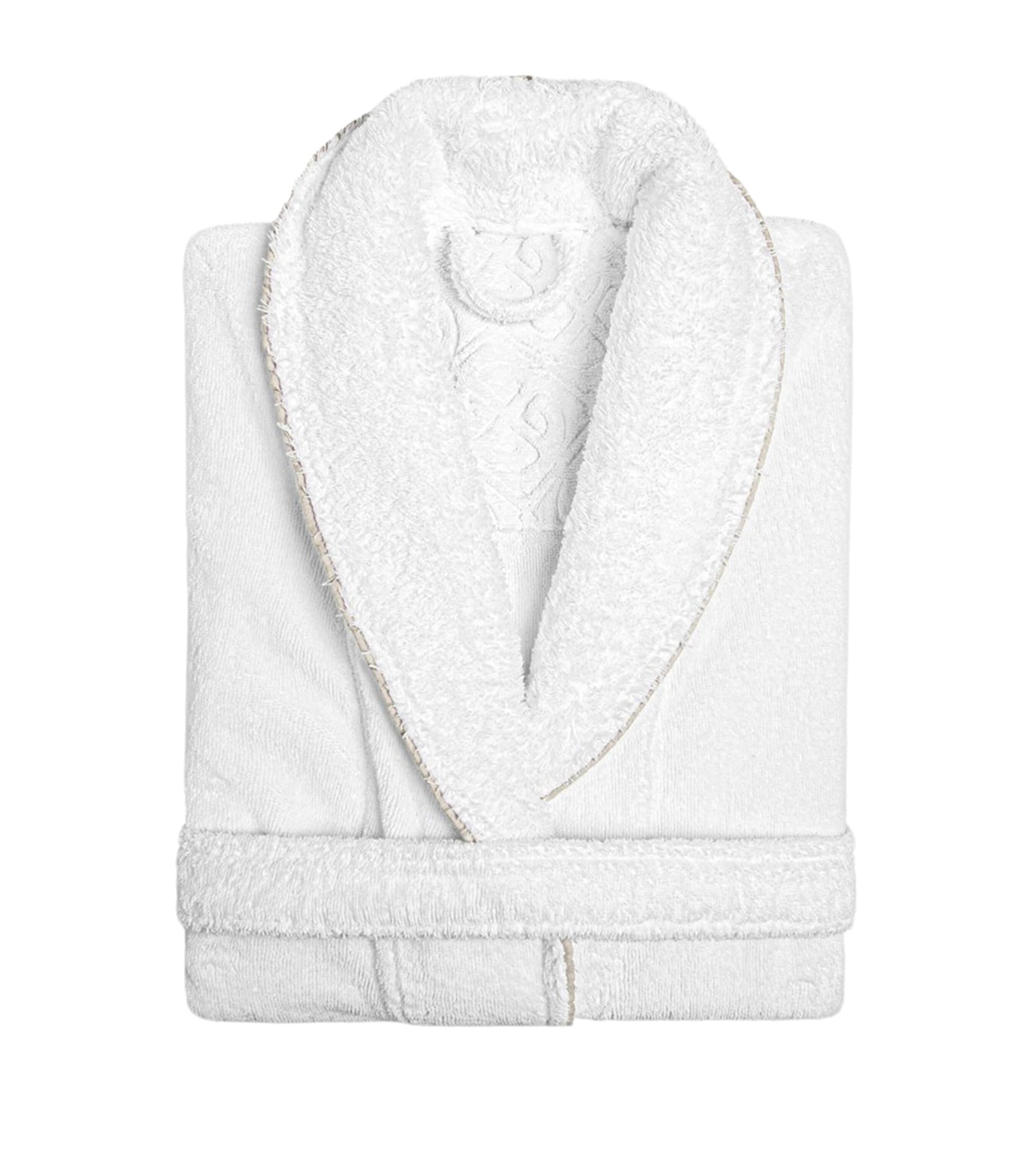 GRACCIOZA Cotton Portobello Bathrobe (Extra Large) White/fog