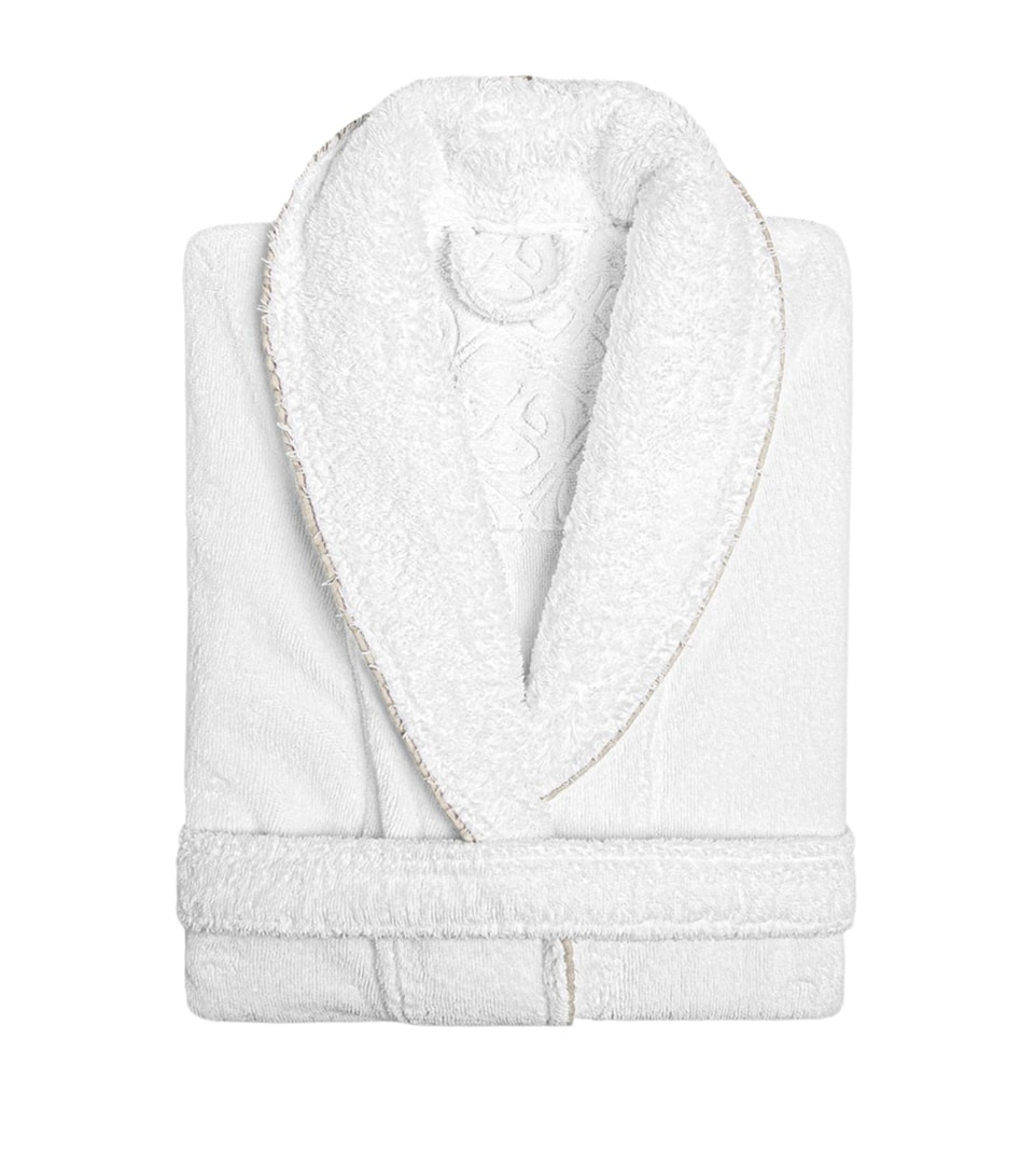GRACCIOZA Cotton Portobello Bathrobe (Extra Large) White/fog