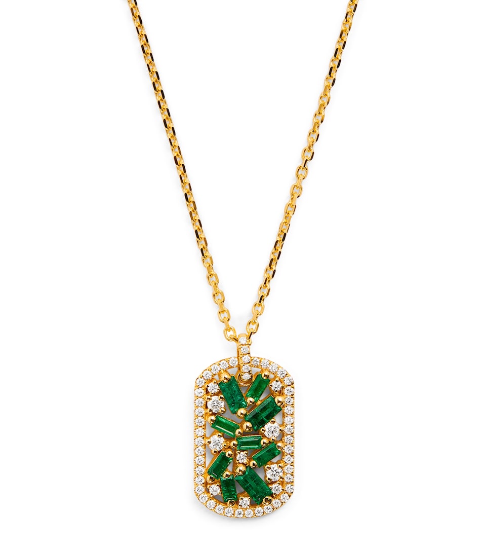 Yellow Gold, Diamond and Emerald Frenzy Necklace