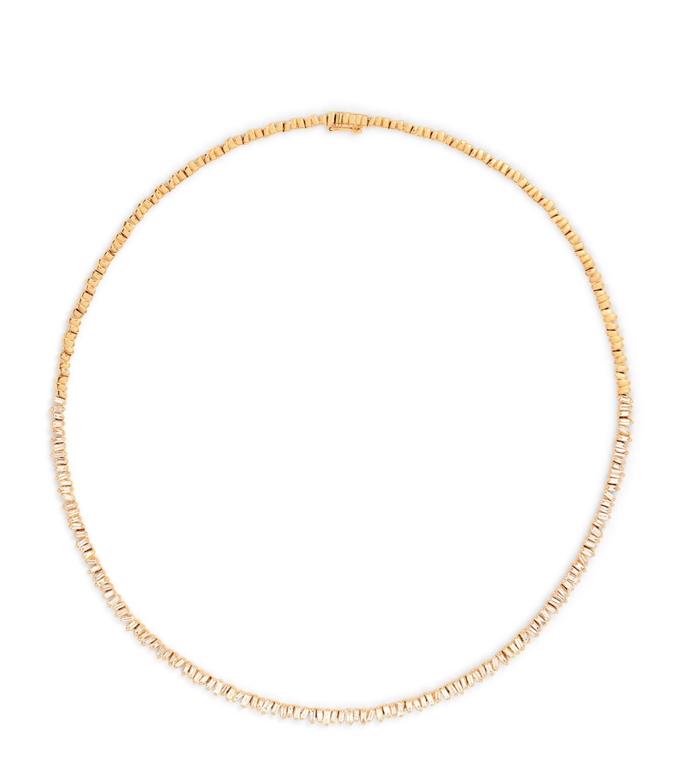 Suzanne Kalan Yellow Gold and Diamond Mini Classic Tennis Necklace Yg/wd