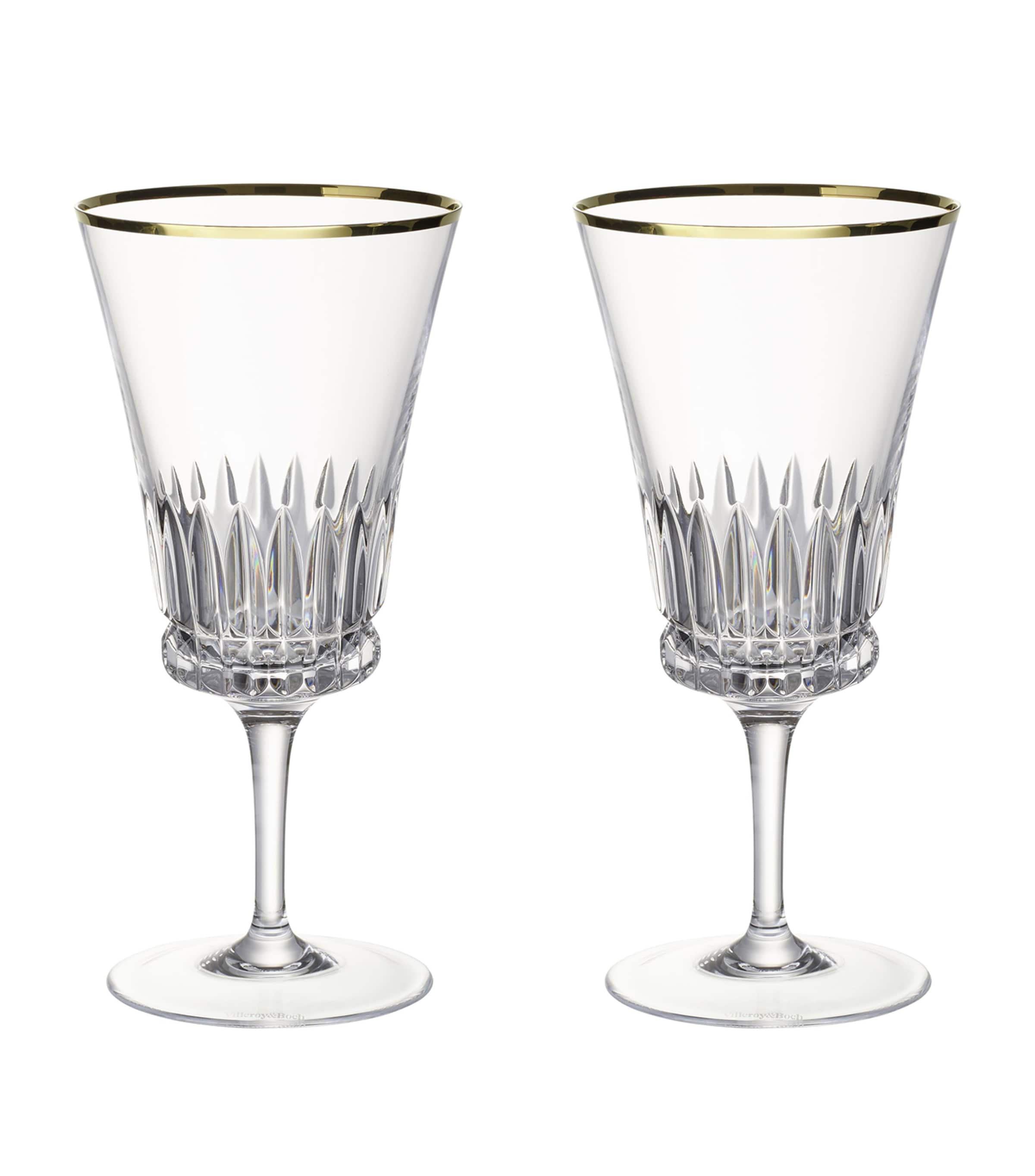 Villeroy & Boch Crystal Grand Royal Gold Water Goblets (Set of 2) Clear