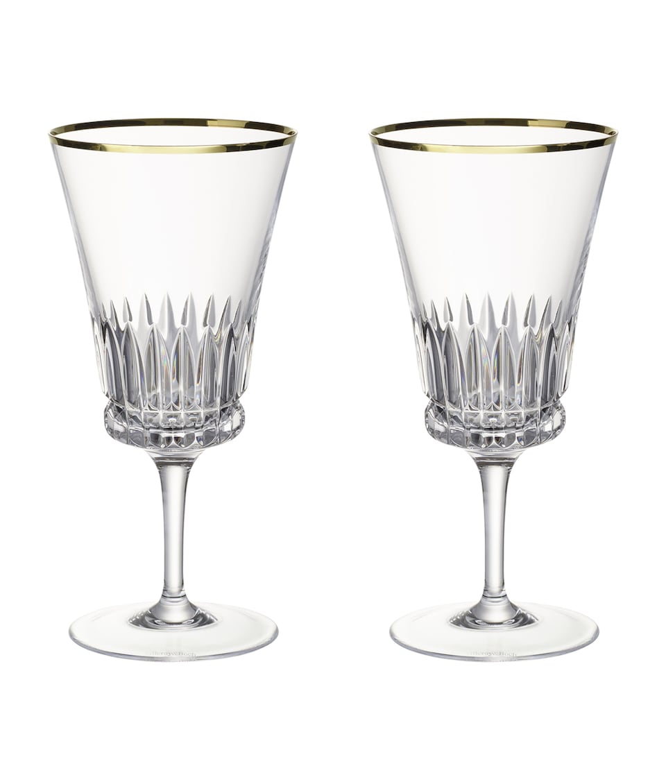 Villeroy & Boch Crystal Grand Royal Gold Water Goblets (Set of 2) Clear