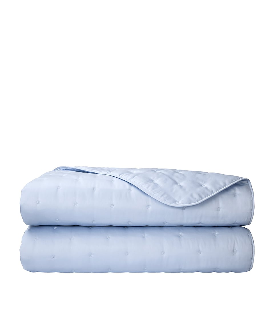 Yves Delorme Organic Cotton Triomphe Bedcover (285cm x 250cm) Celeste