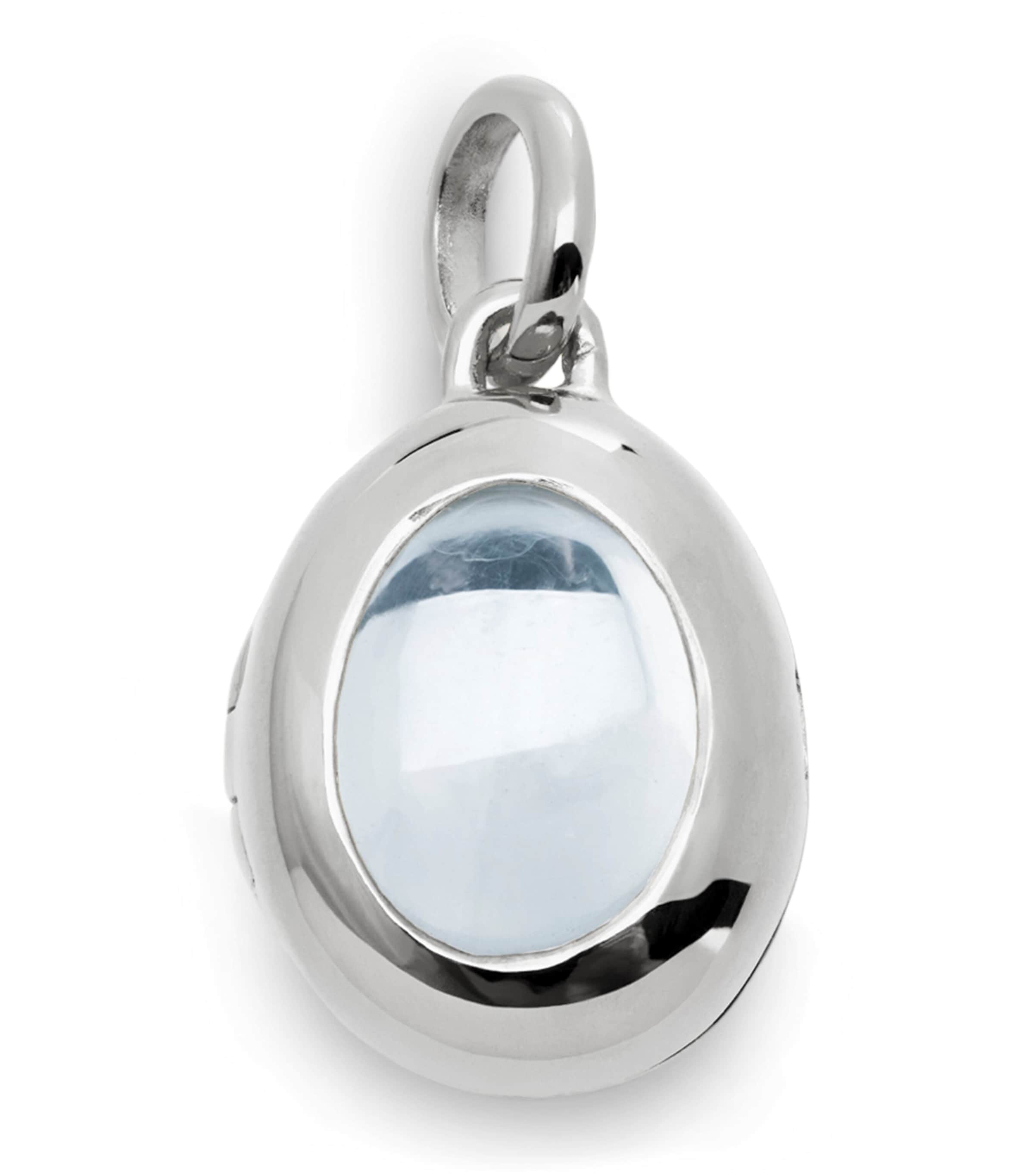 Monica Vinader Sterling Silver and Rock Crystal April Birthstone Locket Clear