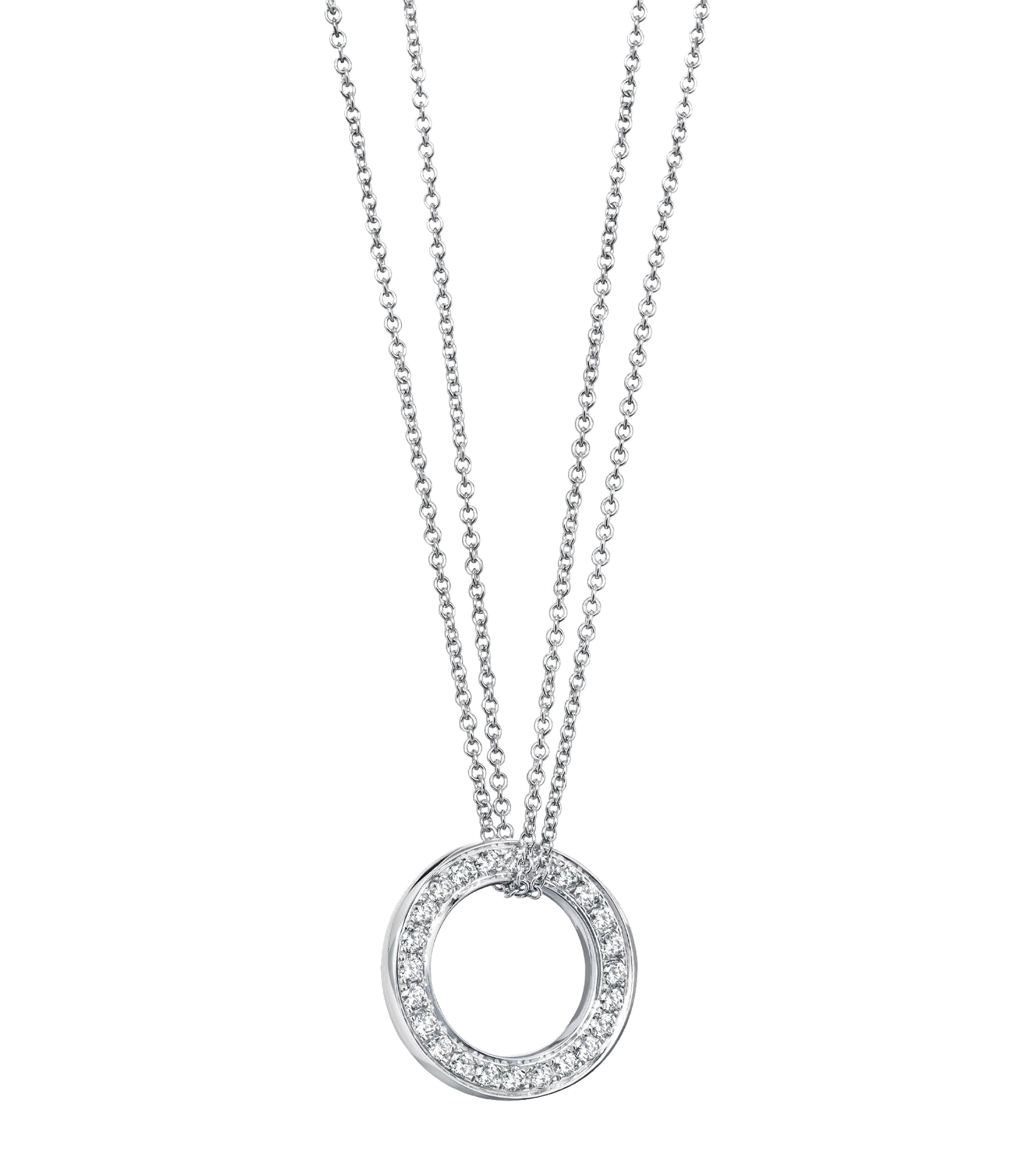White Gold and Diamond Roulette Large Pendant Necklace