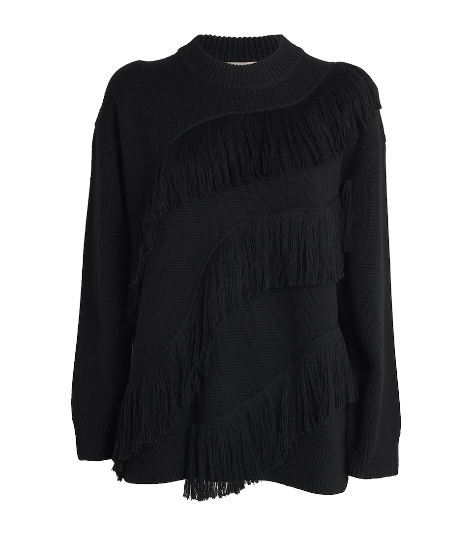 Wool Fringe-Detail Ina Sweater