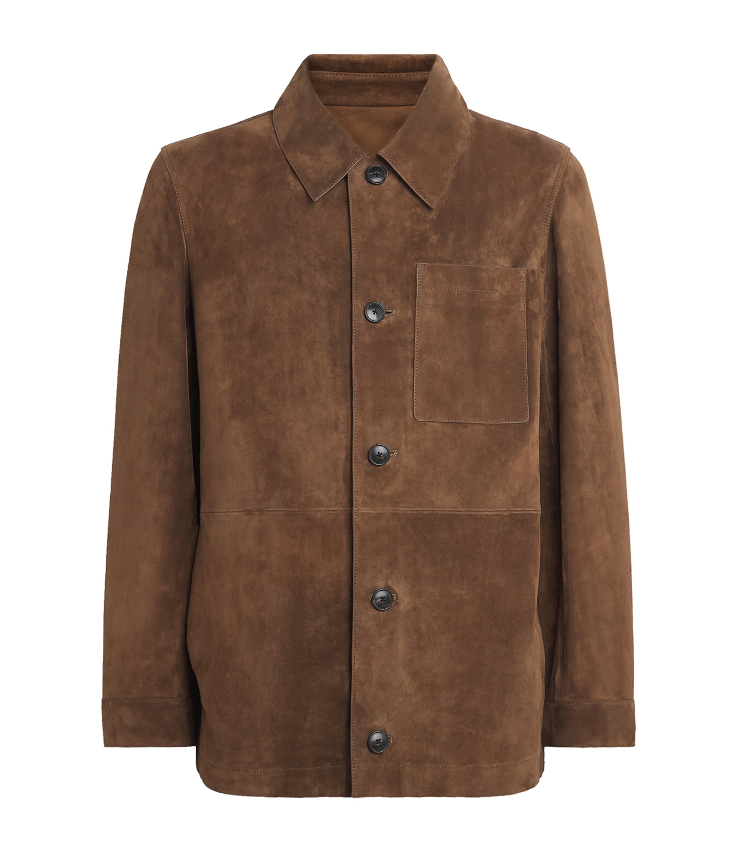 Yves Salomon Mens Suede Overshirt Brandy