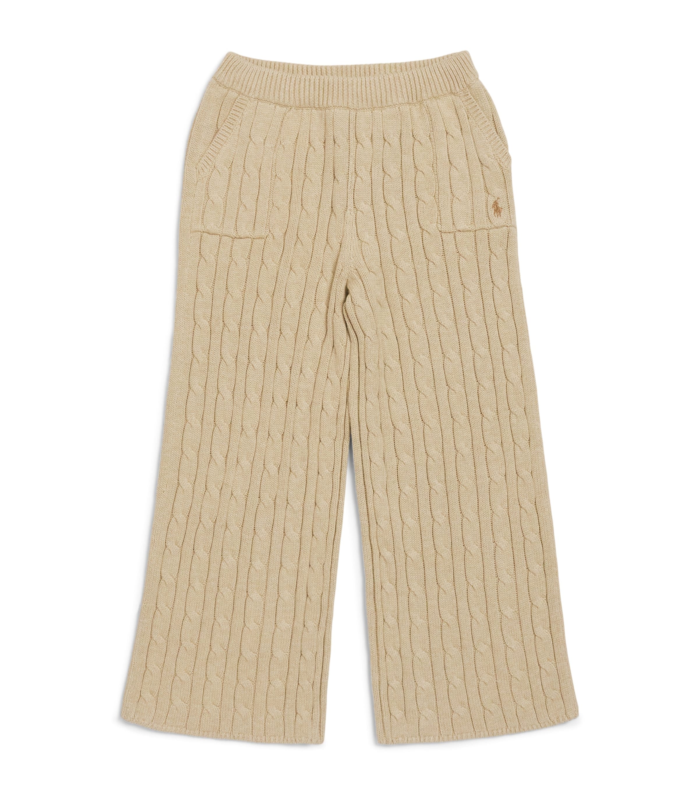 Ralph Lauren Kids Cotton Cable-Knit Polo Pony Sweatpants (2-6 Years) Tan Heather