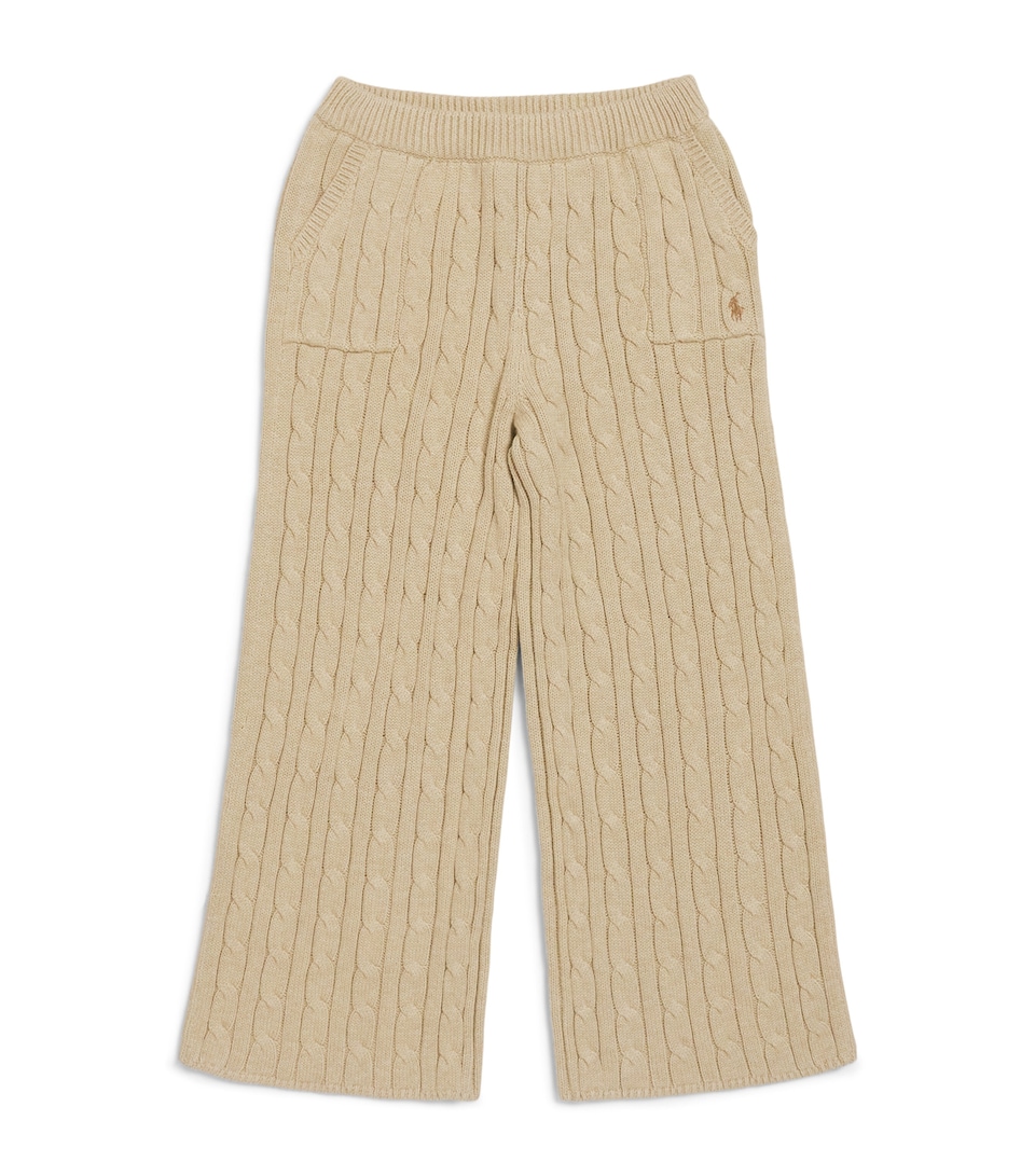 Ralph Lauren Kids Cotton Cable-Knit Polo Pony Sweatpants (7-14 Years) Tan Heather