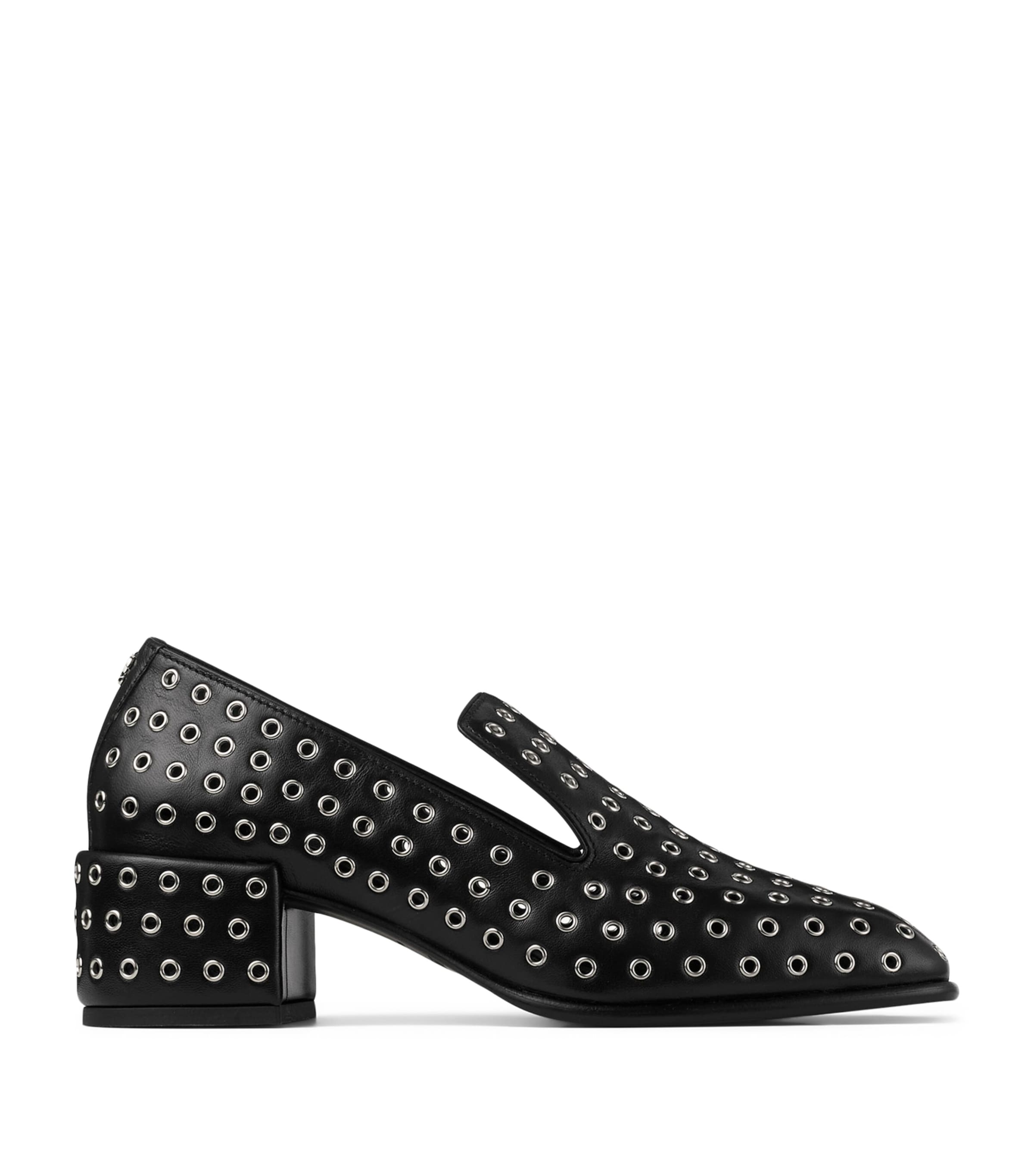 Jimmy Choo Eliot 45 Nappa Heeled Loafers Black/silver
