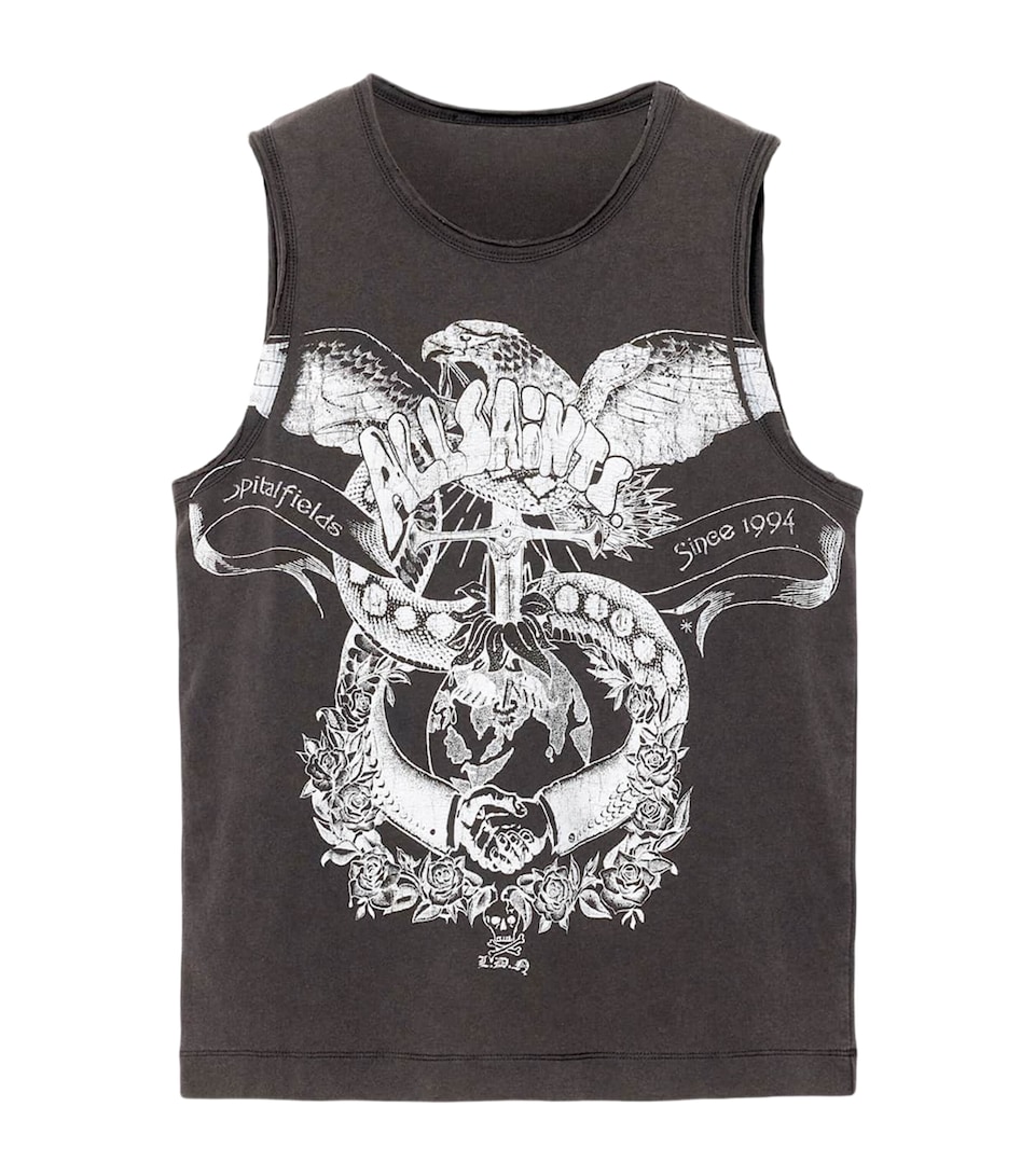 AllSaints Womens Organic Cotton Jenny Tank Top Washed Black