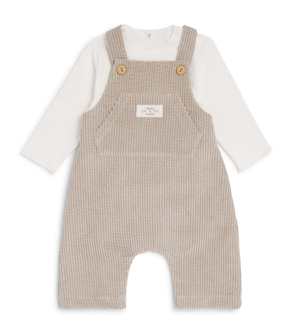 Teddy & Minou Stretch-Cotton Dungarees and T-Shirt Set (1-36 Months) Beige