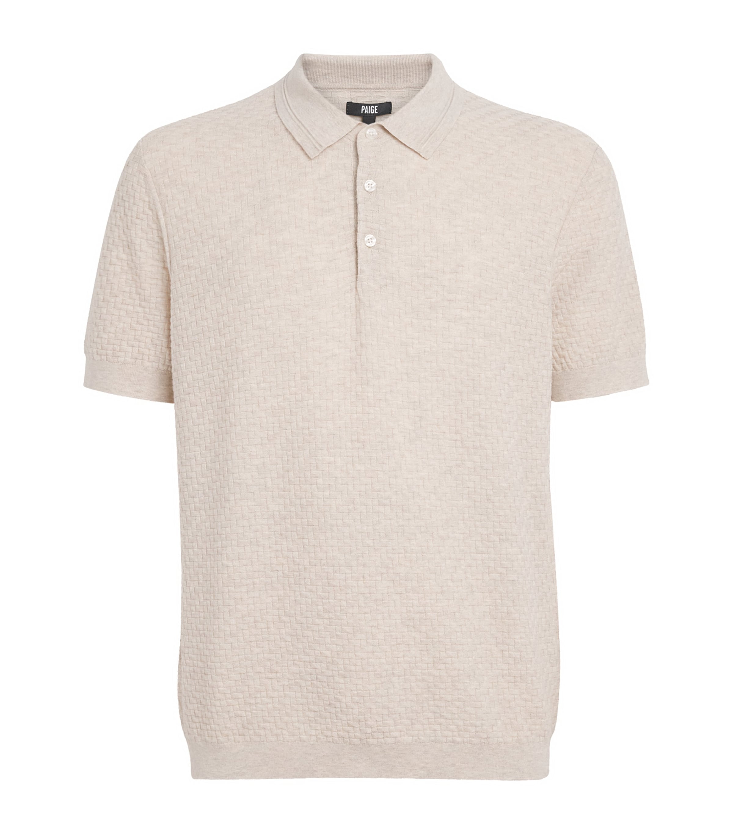 PAIGE Mens Cotton-Wool-Silk-Cashmere Kiko Polo Shirt Nimbus