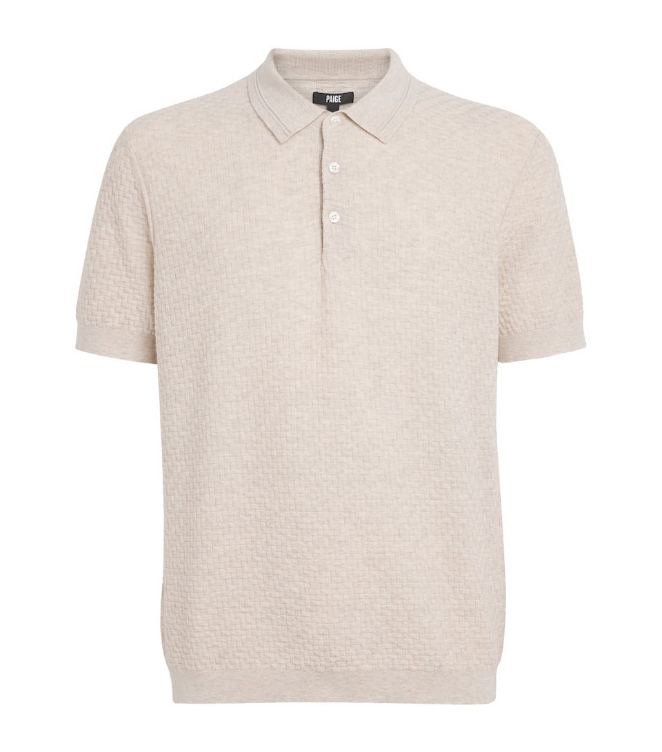 PAIGE Mens Cotton-Wool-Silk-Cashmere Kiko Polo Shirt Nimbus