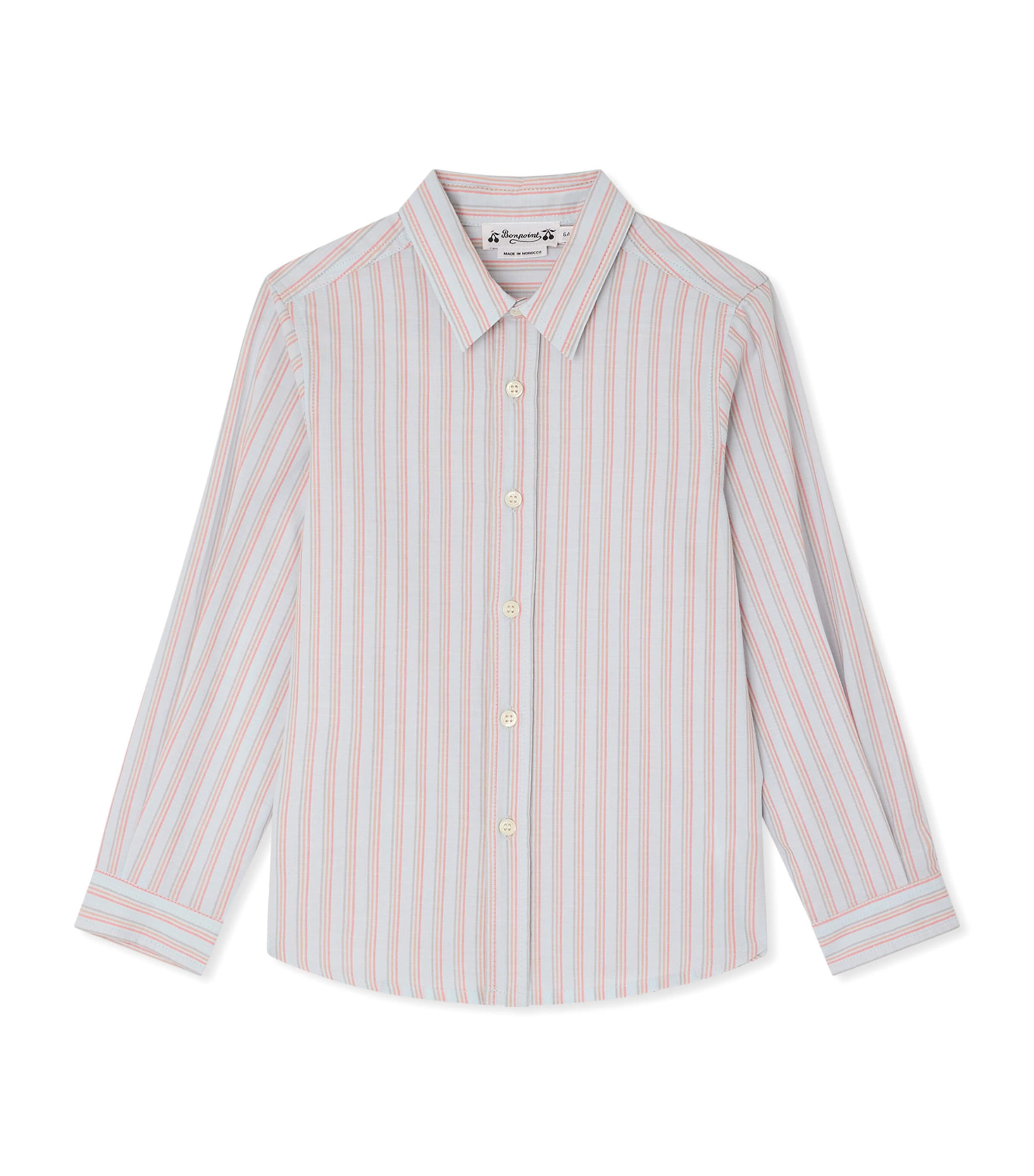 Bonpoint Cotton Stripe Shirt (10-14 Years) Ra Bleu Aqua
