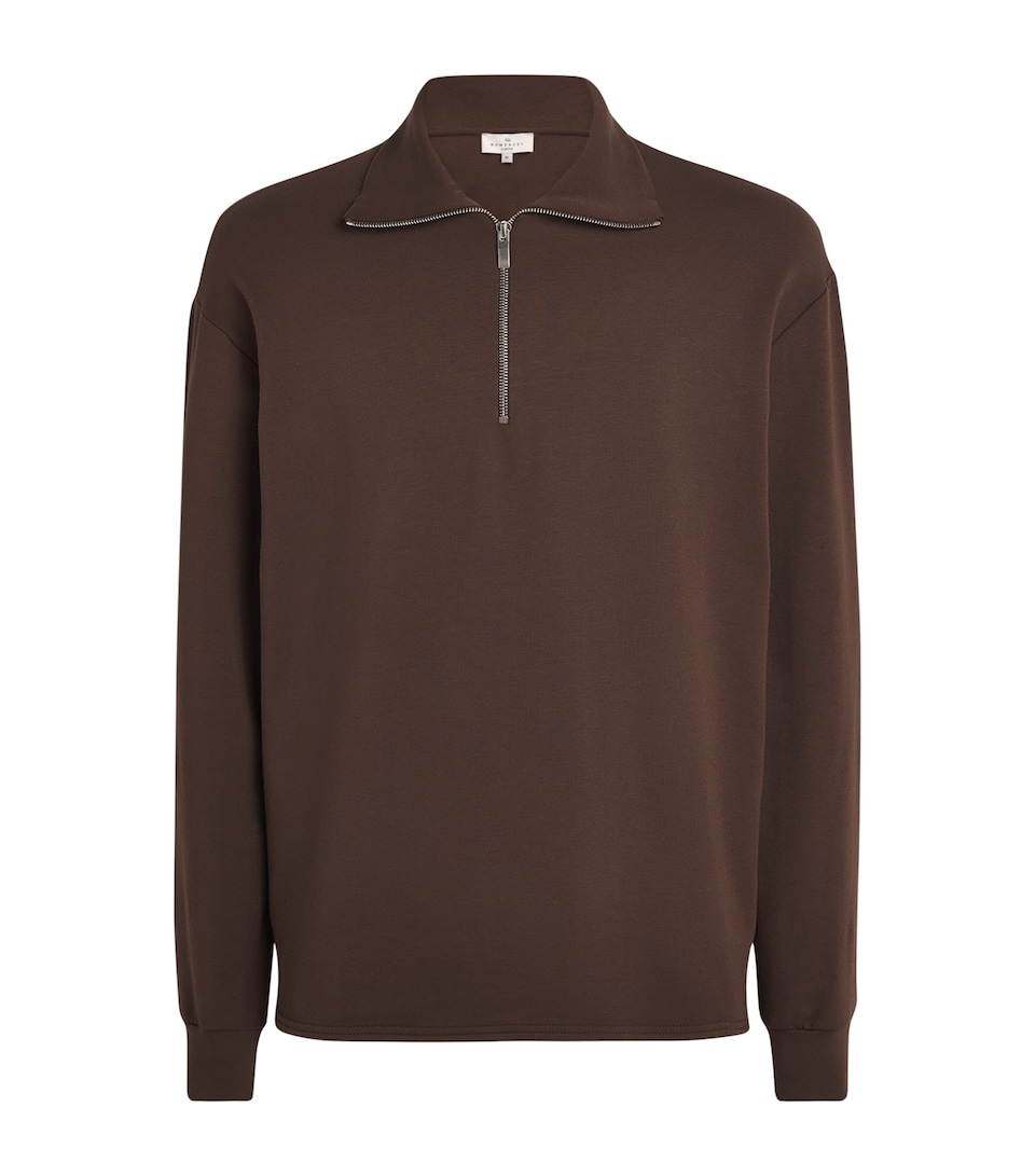 Homebody Mens Jersey Snuggle Quarter-Zip Sweatshirt Coffee Bean