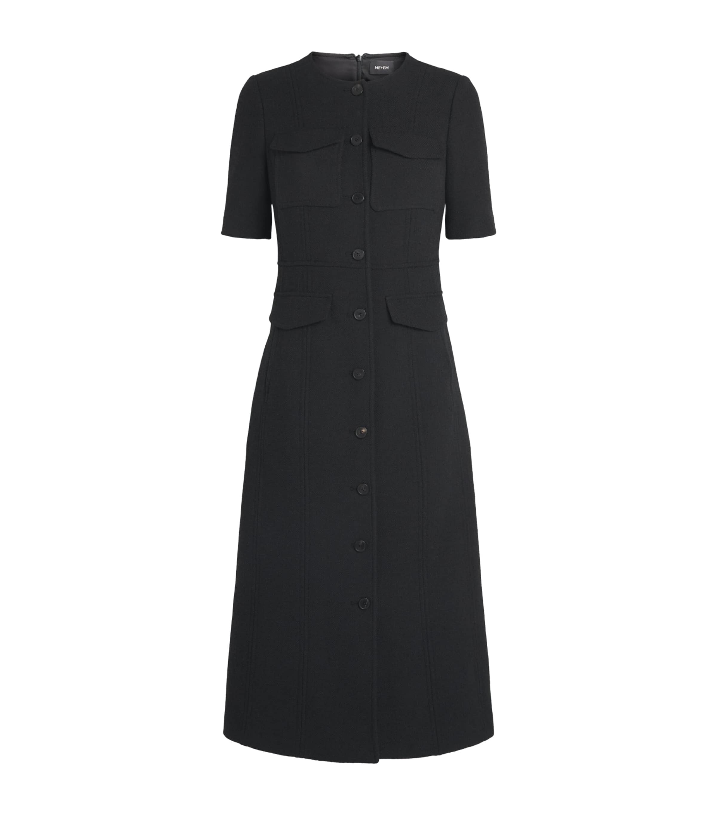 ME+EM Womens Tweed Shift Midi Dress Black