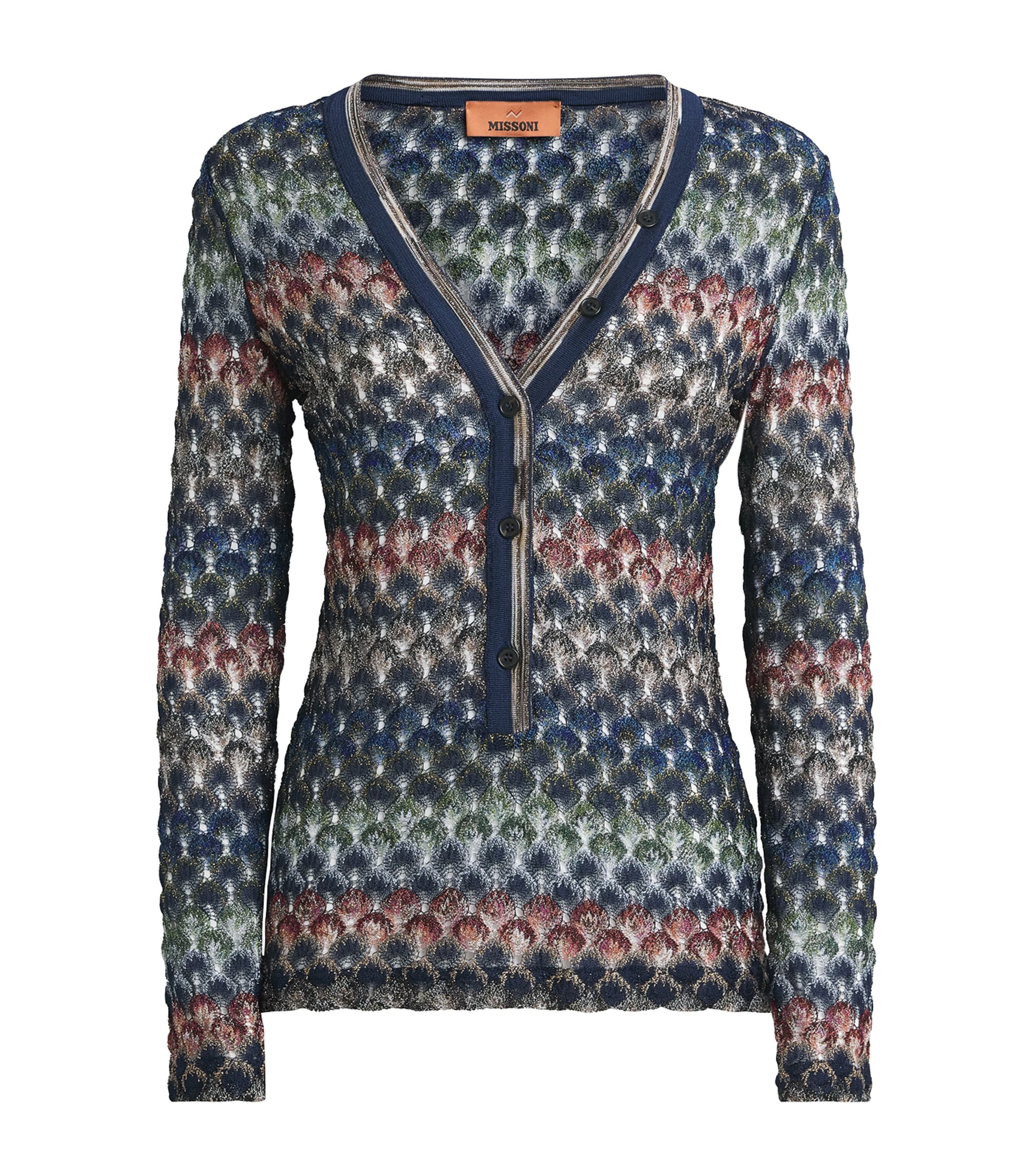 Missoni Womens Chevron Button Sweater Smspv Multi Drk Vrsn