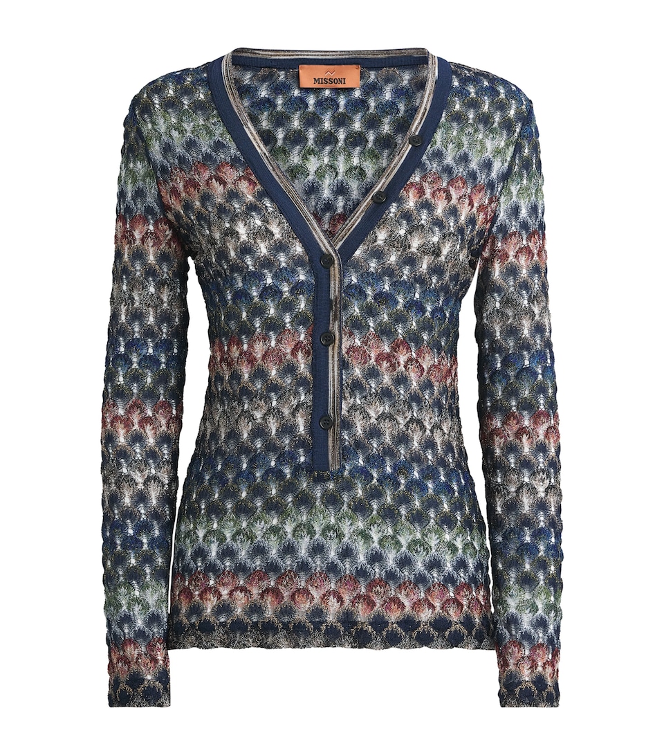 Missoni Womens Chevron Button Sweater Smspv Multi Drk Vrsn
