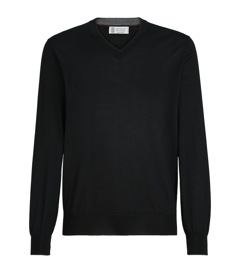 Brunello Cucinelli Mens Cashmere-Silk V-Neck Sweater