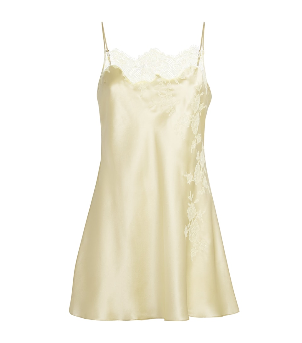 Carine Gilson Womens Silk-Lace Louise Slip Dress Lime / Citron