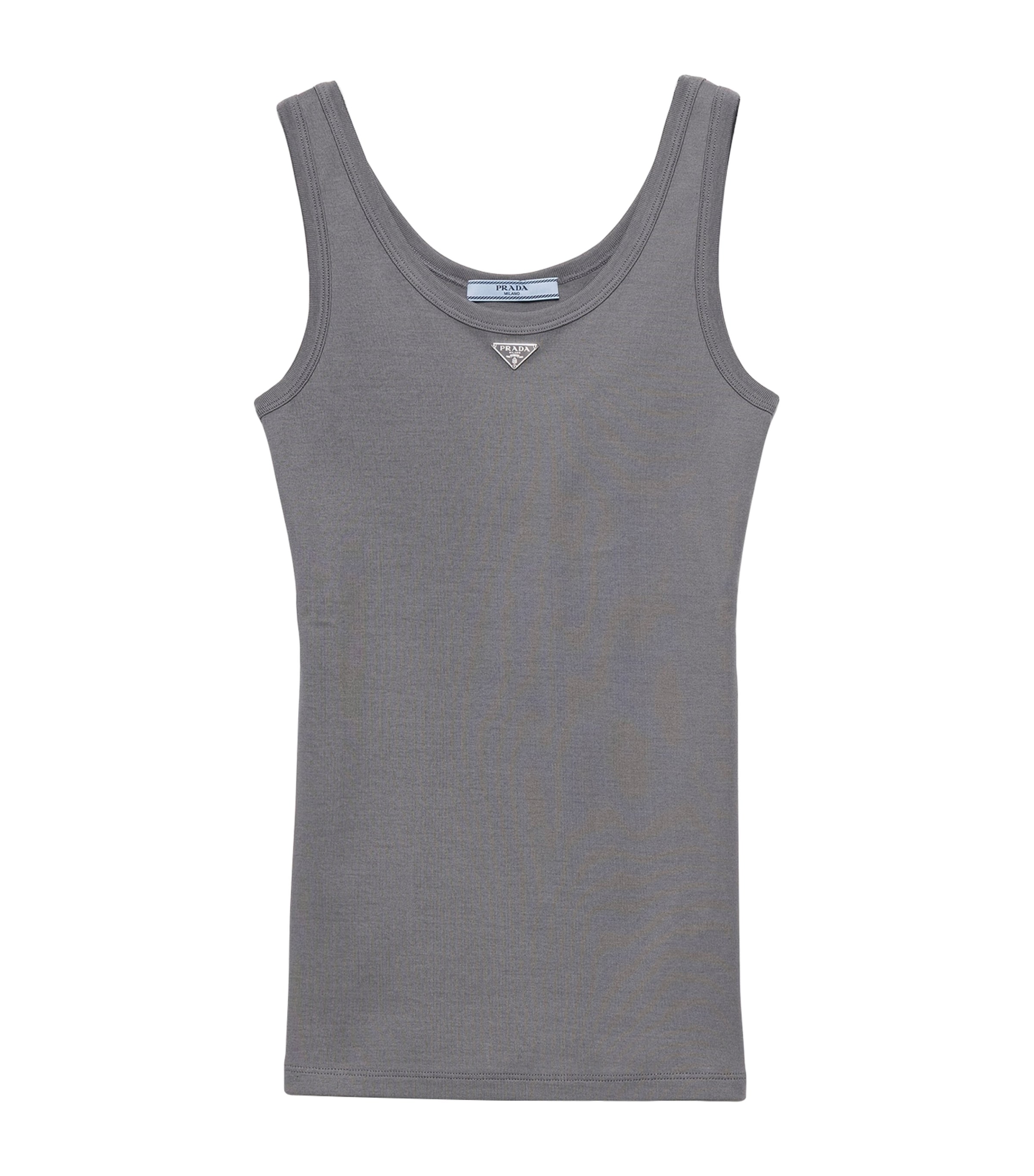 Prada Womens Cotton Ribbed Tank Top Gold/silver