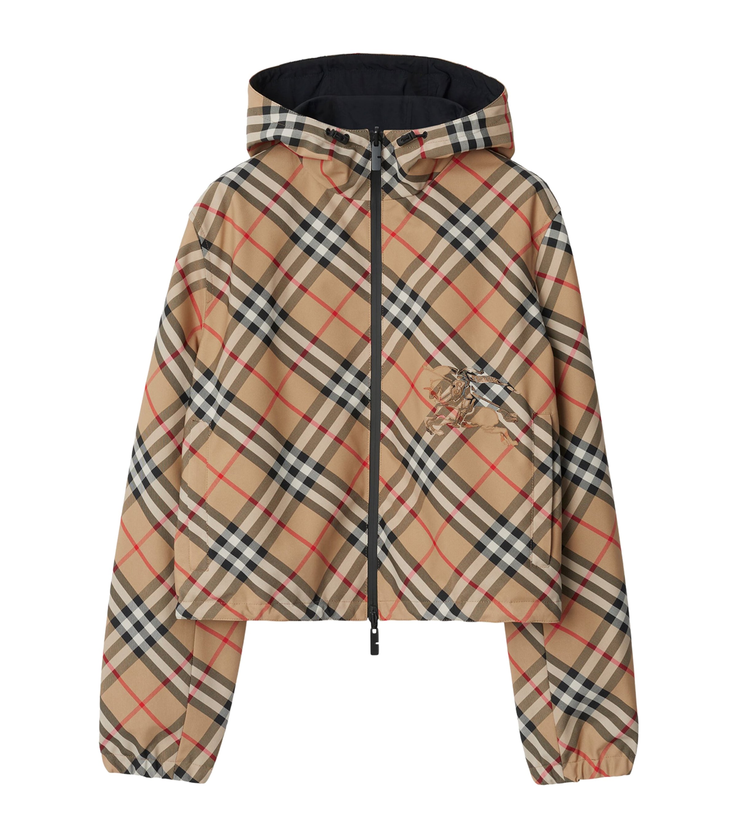 Burberry Womens Check Cropped Reversible Jacket Sand Ip Check