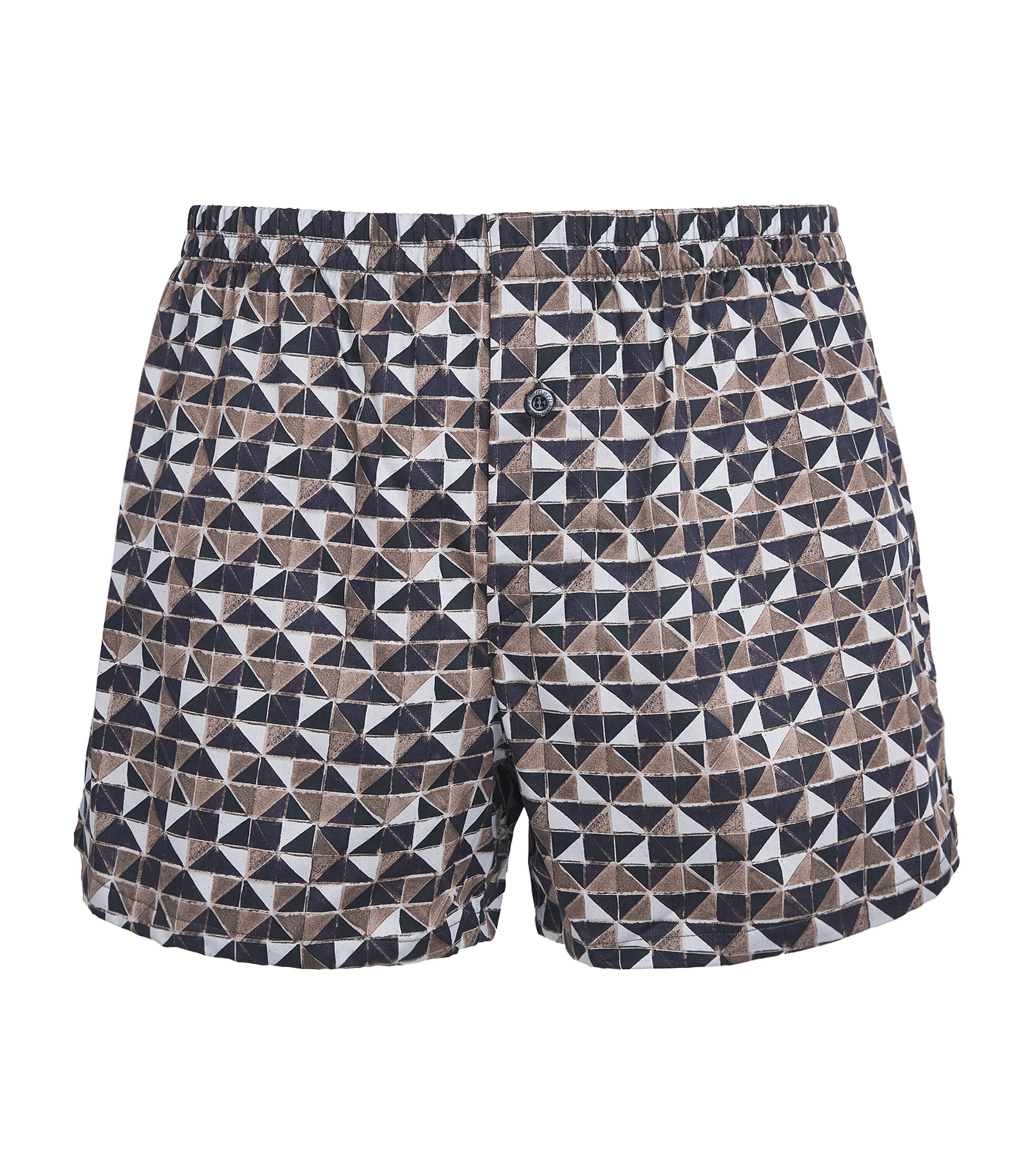 Zimmerli Mens Cotton Sateen Printed Boxer Shorts Geo Blue