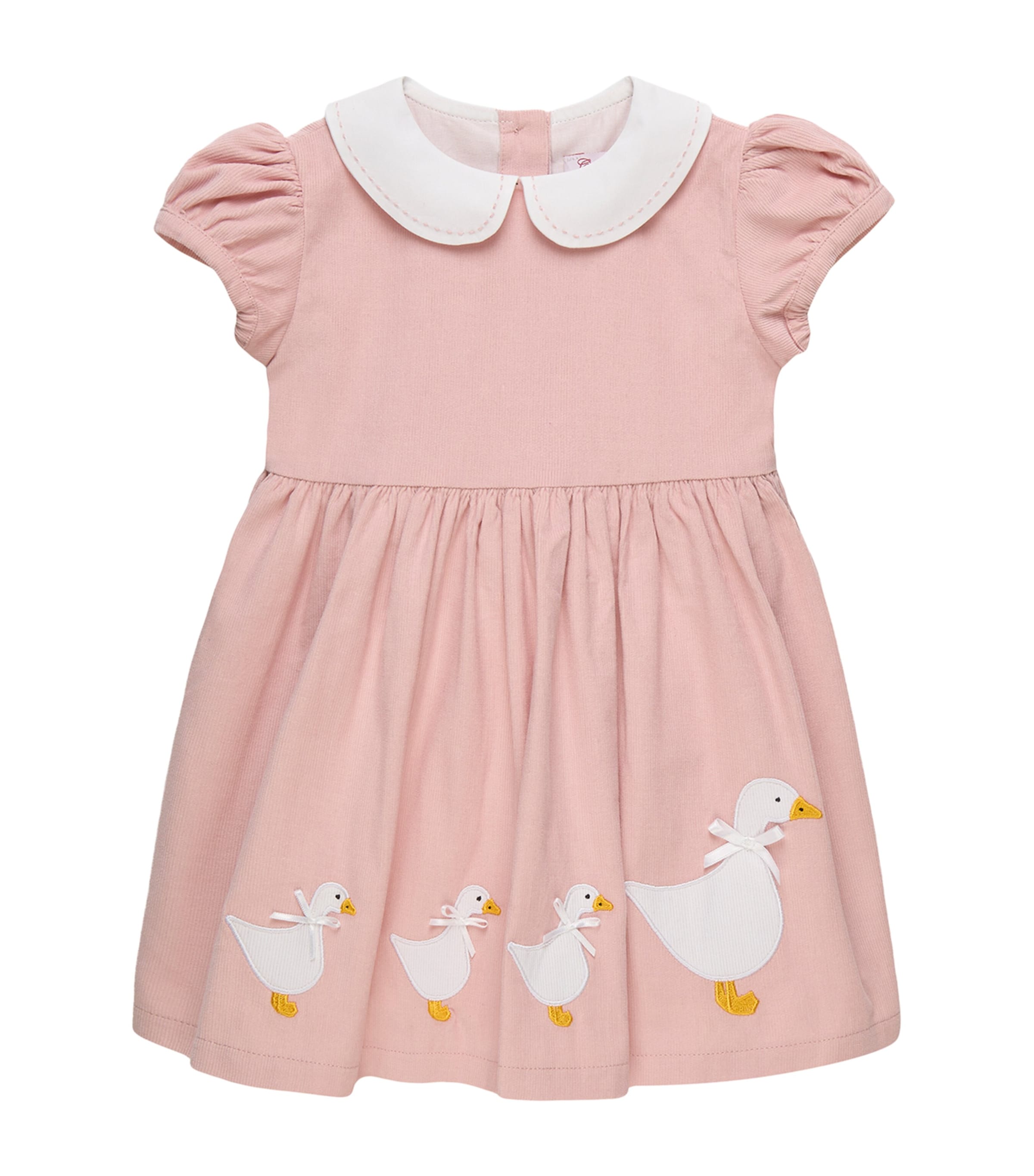 Trotters Cotton Needlecord Duck Dress (0-24 Months) Dusky Pink