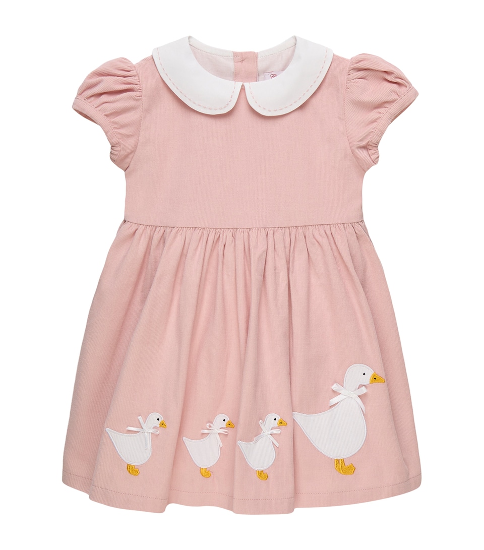 Trotters Cotton Needlecord Duck Dress (0-24 Months) Dusky Pink