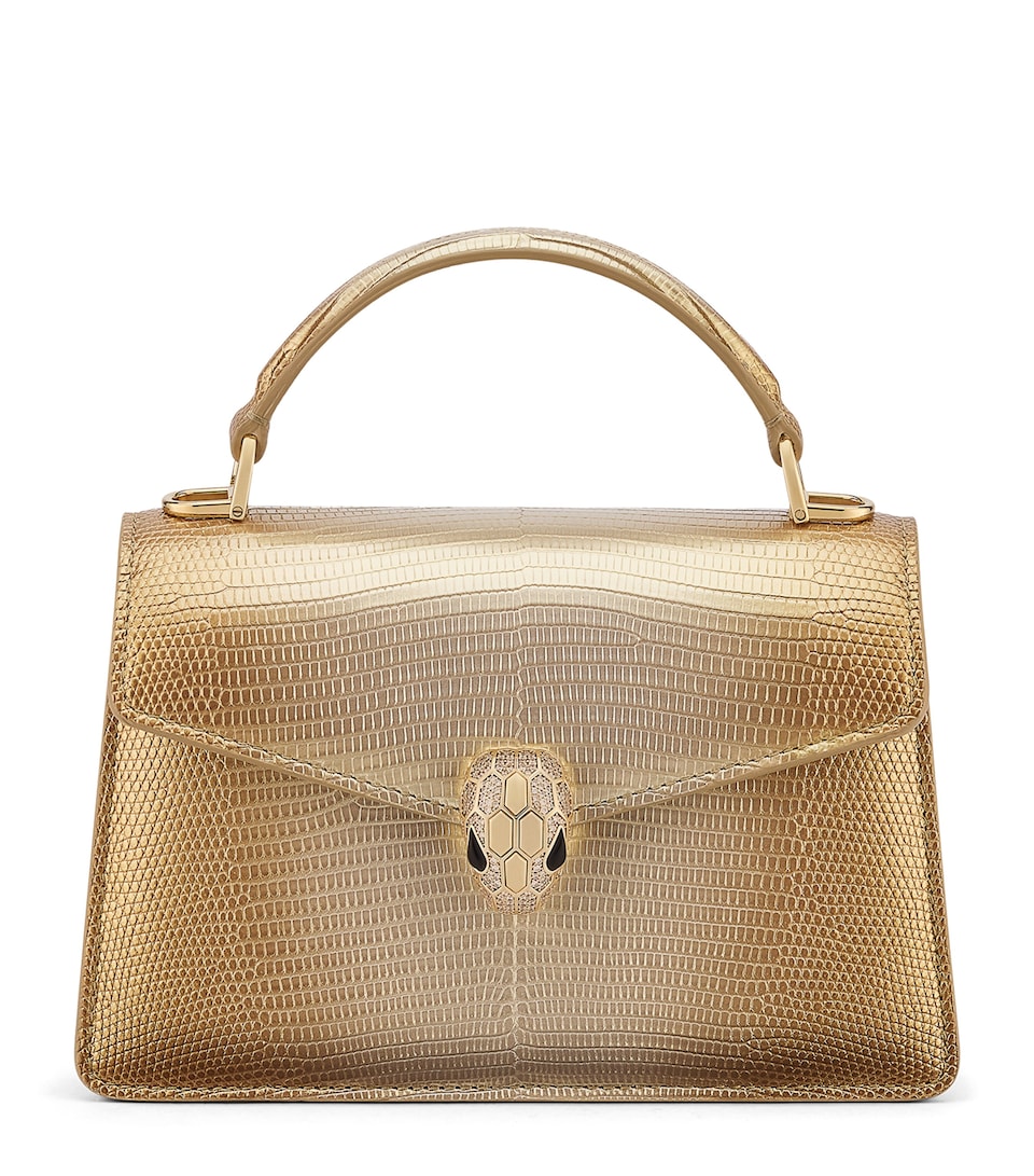 Bvlgari Mini Lizard Skin Serpenti Forever Top-Handle Bag Gold
